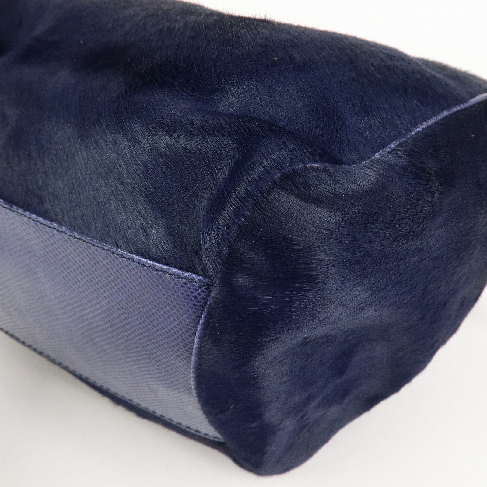 LOEWE Logo Unborn Calf Leather Hand Bag Charm Shoulder Bag Navy