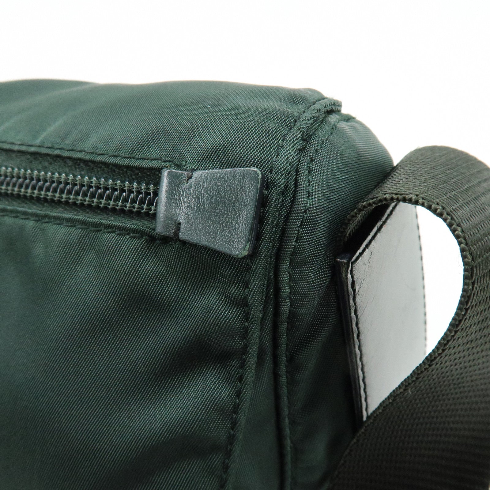 PRADA Triangle Logo Nylon Leather Shoulder Crossbody Bag Dark Brown