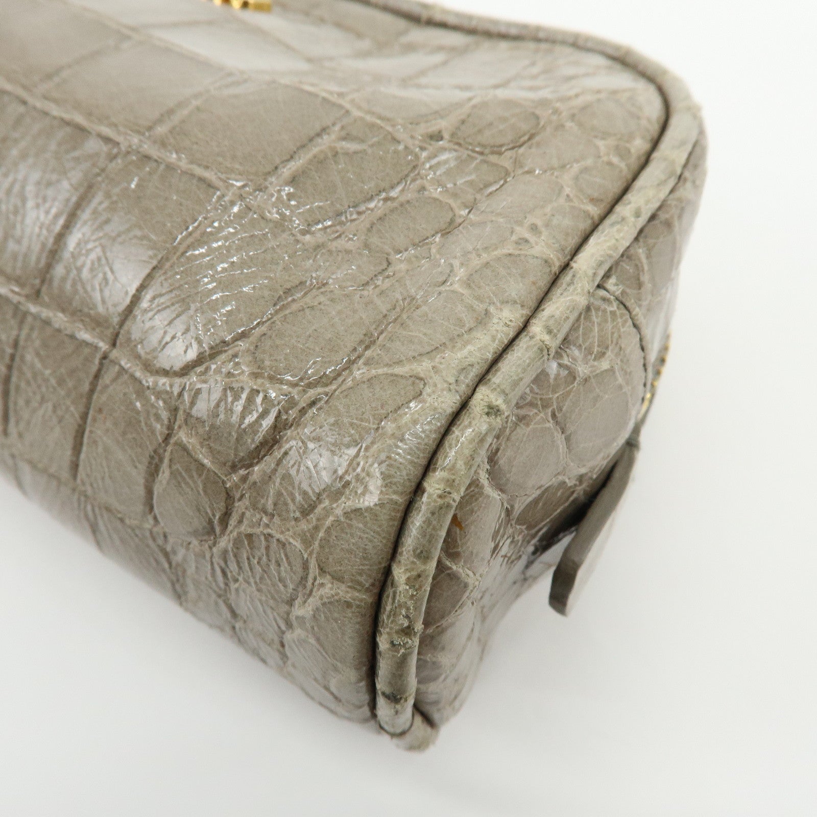 MIU MIU Embossed Leather Clutch Bag Wrist Bag Cosmetic Pouch Greige