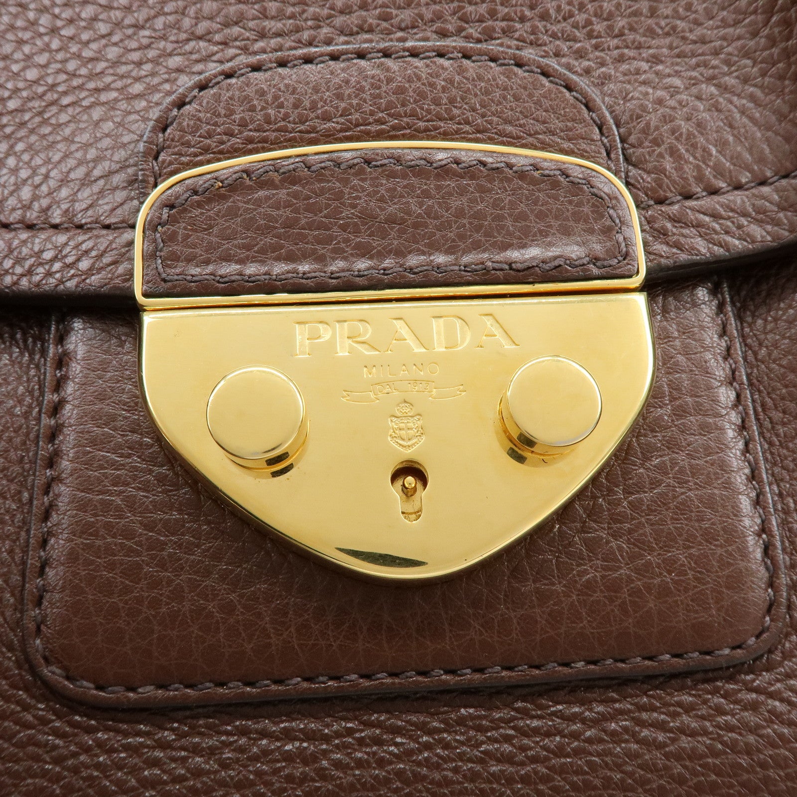 PRADA Vitello Daino Leather Hand Bag Shoulder Bag Brown BR3207