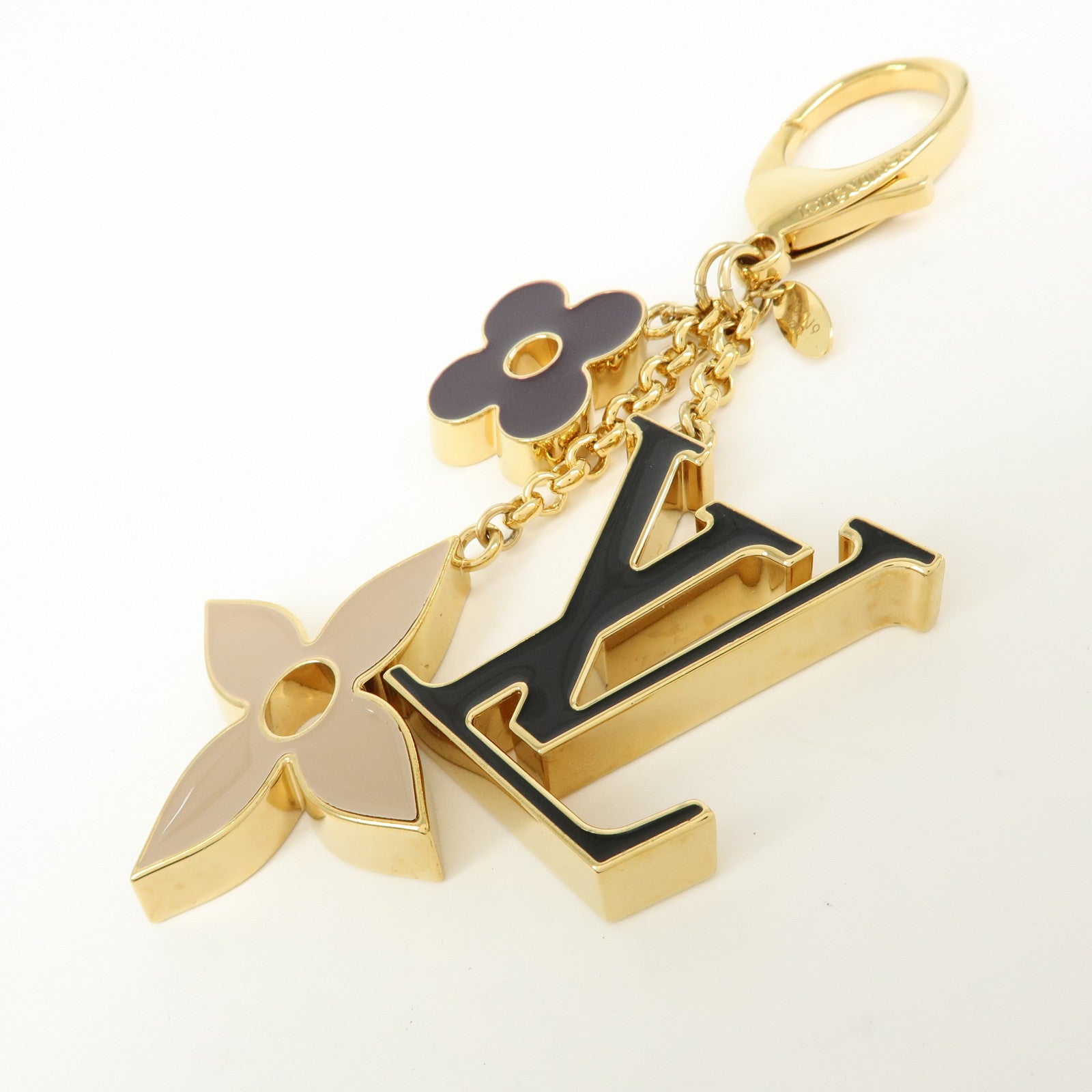 Louis Vuitton Fleur de Monogram Key Chain Bag Charm Gold M67119