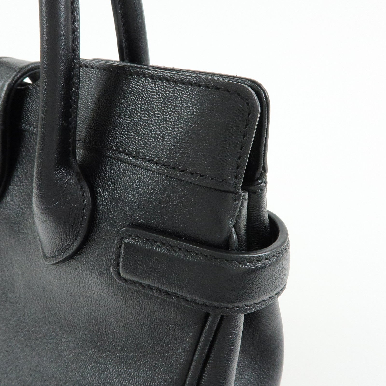 GUCCI GG Marmont Top Handle Leather 2Way Bag Hand Bag Black 658450