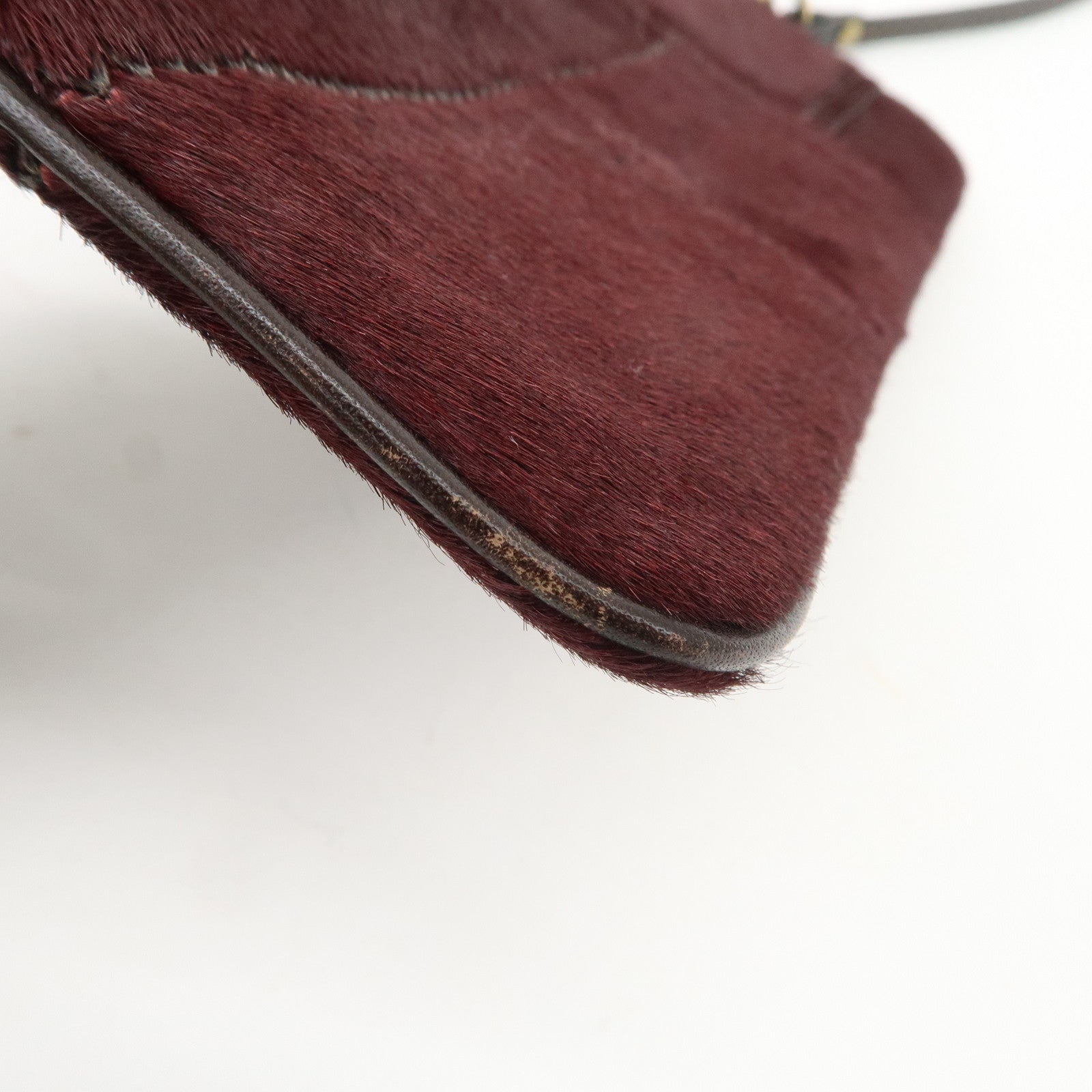 COACH Unborn Calf Leather Pouch Cosmetic Pouch Bordeaux Brown