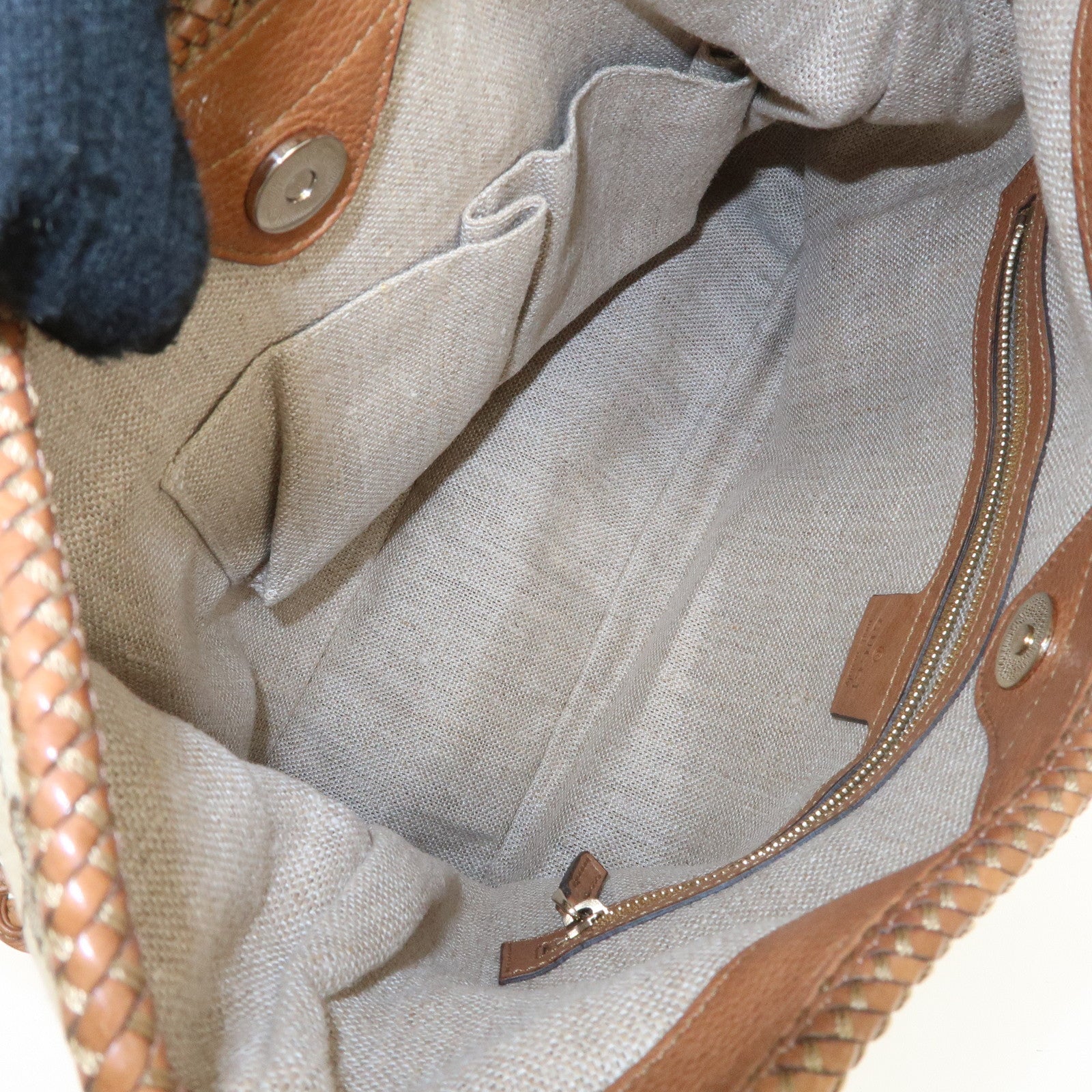 GUCCI Marrakech GG Canvas Leather Shoulder Bag Beige Brown 257026 Used