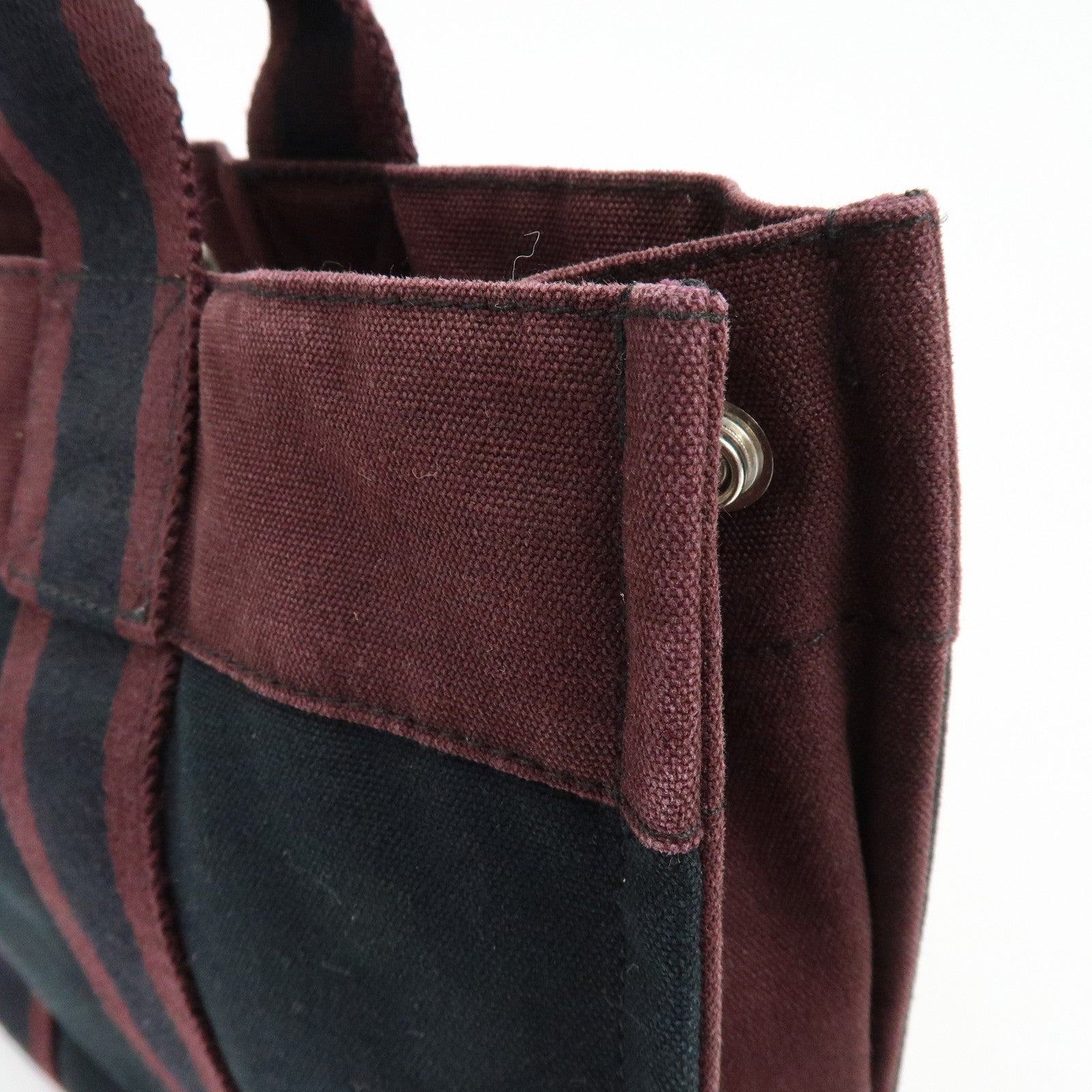HERMES Fourre Tout PM Canvas Hand Bag Tote Bag Black Bordeaux