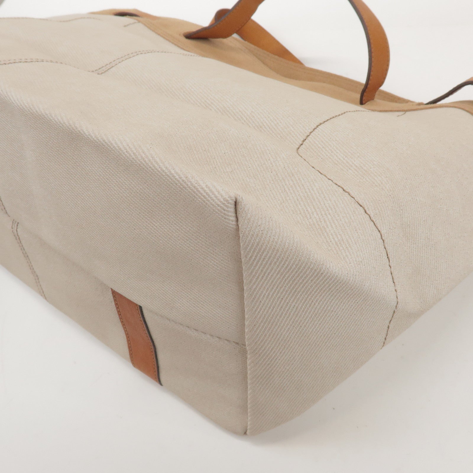 BURBERRY Blue Label Canvas Suede Leather Tote Bag Natural Brown