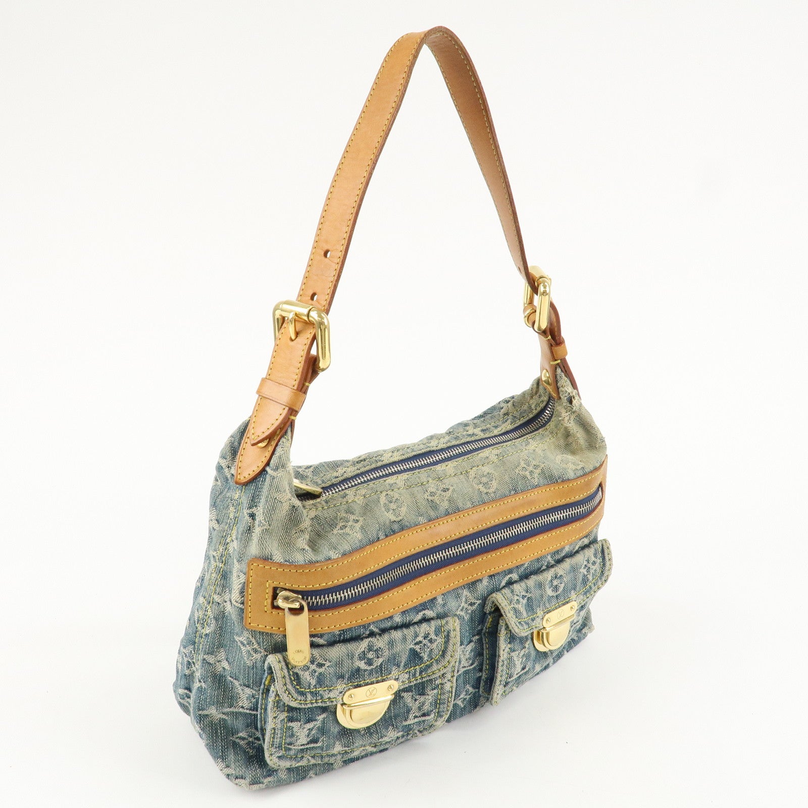 Louis Vuitton Monogram Denim Baggy PM 2Way Shoulder Bag Blue M95049 Used