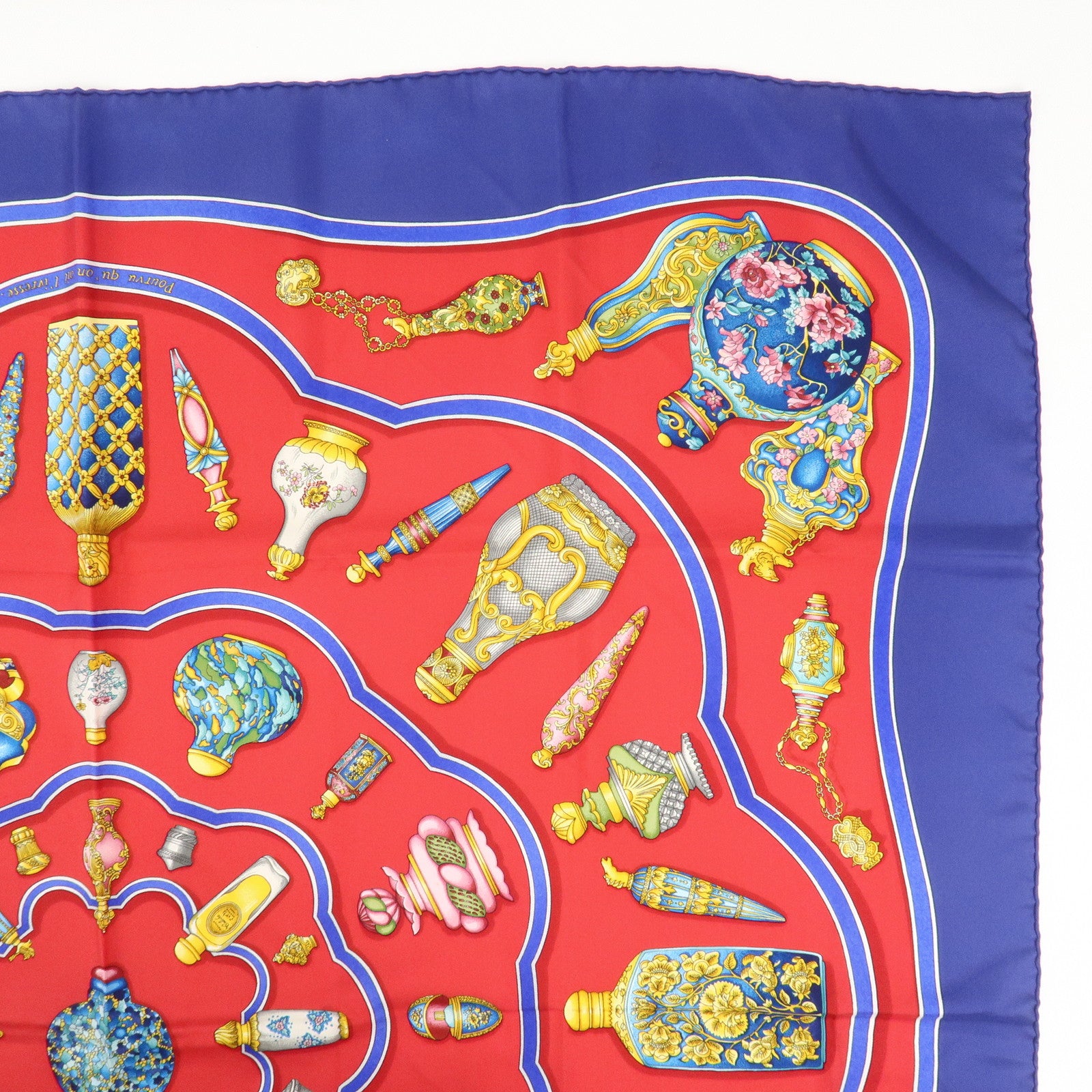 HERMES Carre 90 Silk 100% Scarf Pourvu qu'on ait l'ivresse Navy Red