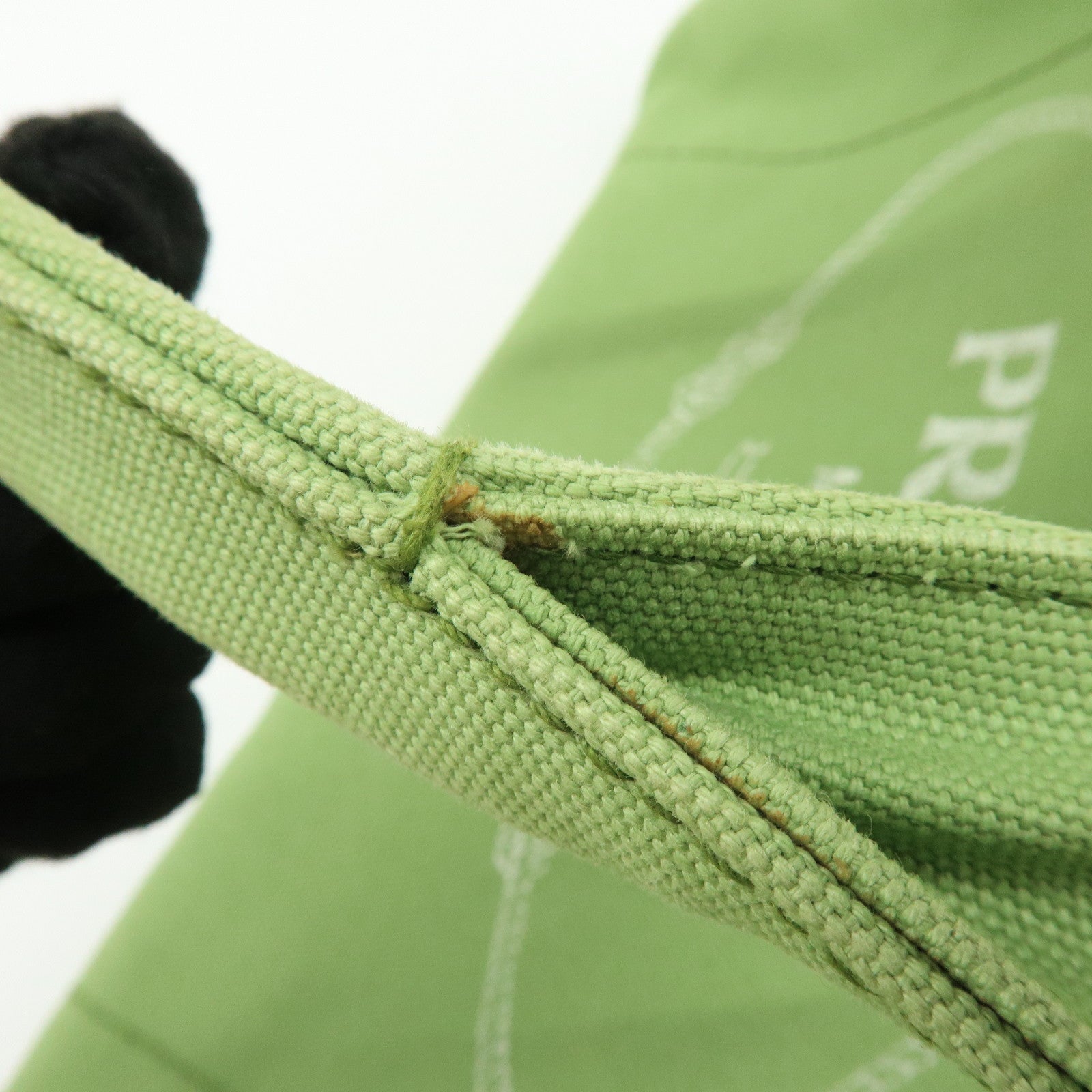 PRADA Canapa Large Triangle Logo Canvas Tote Bag Hand Bag B1872B