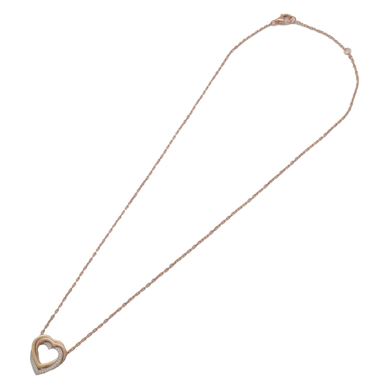 Cartier Trinity Diamond Heart Necklace K18 Yellow Rose White Gold