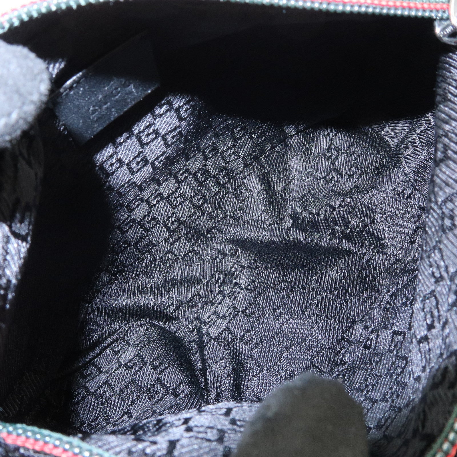 GUCCI Sherry Nylon Leather Body Bag Waist Bag Black 122350