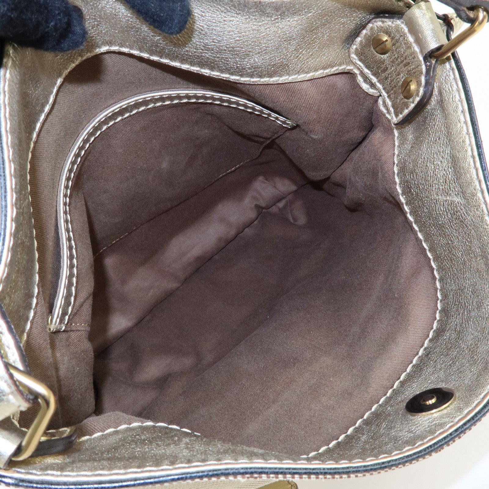 Chloe Harley Canvas Leather Shoulder Bag Crossbody Bag Beige Gold