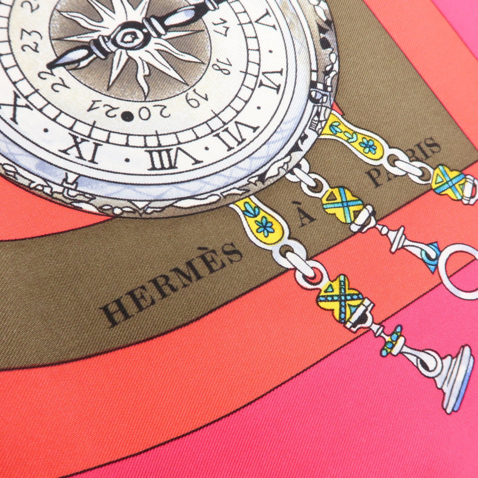 HERMES Carre90 Silk100% Scarf Parmi les fleurs je compte les heures