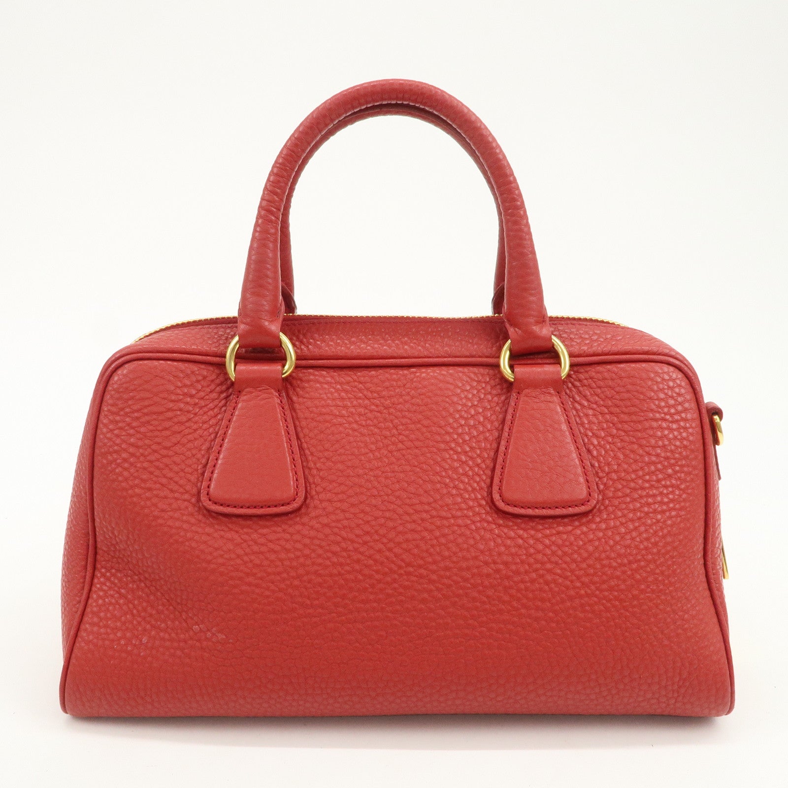 PRADA Logo Leather 2Way Bag Hand Bag Shoulder Bag Red BL0867