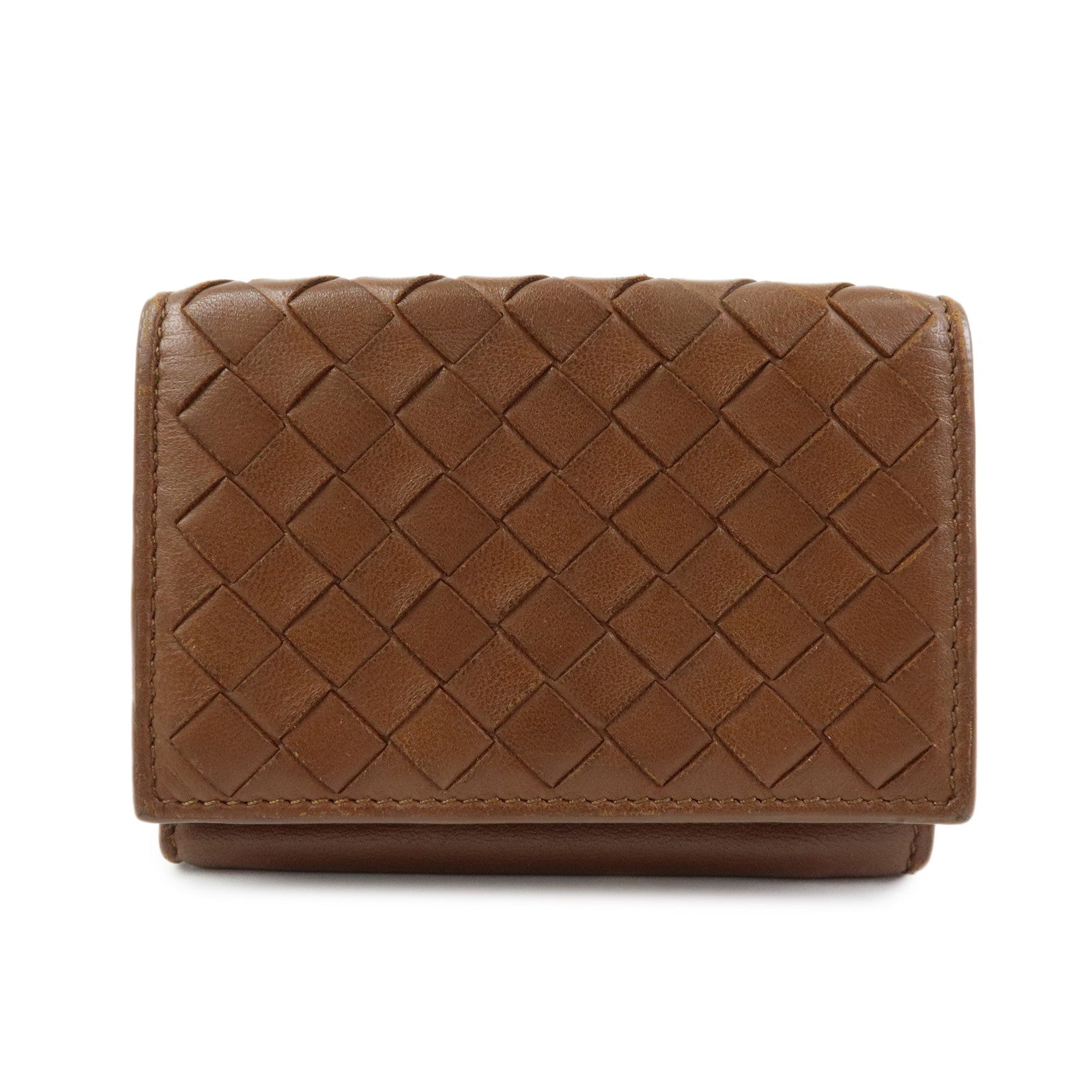 Bottega Veneta Lamb Skin Bi-fold Comact Wallet Brown 550306