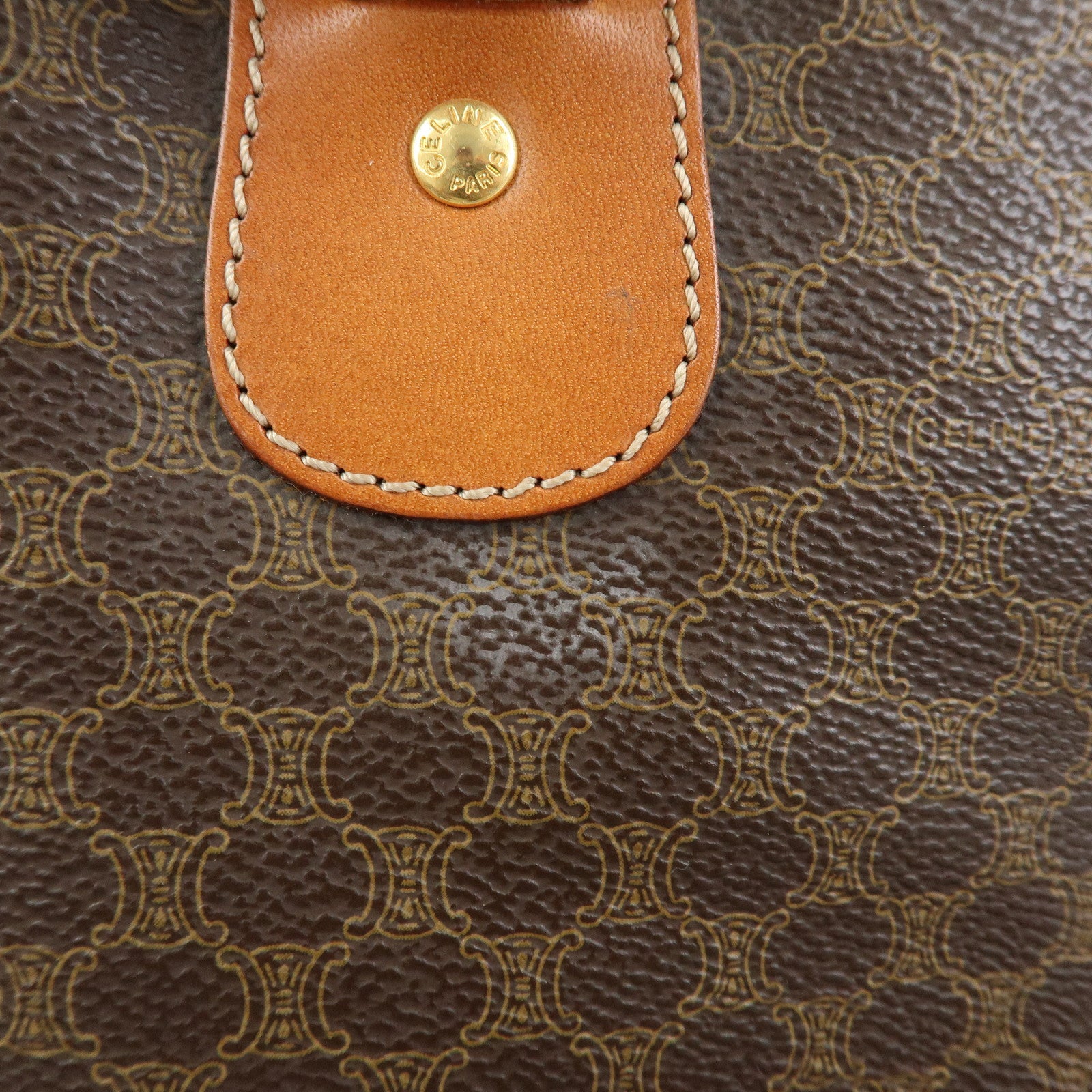 CELINE Macadam PVC Leather Tote Bag Hand Bag Shoulder Bag Brown