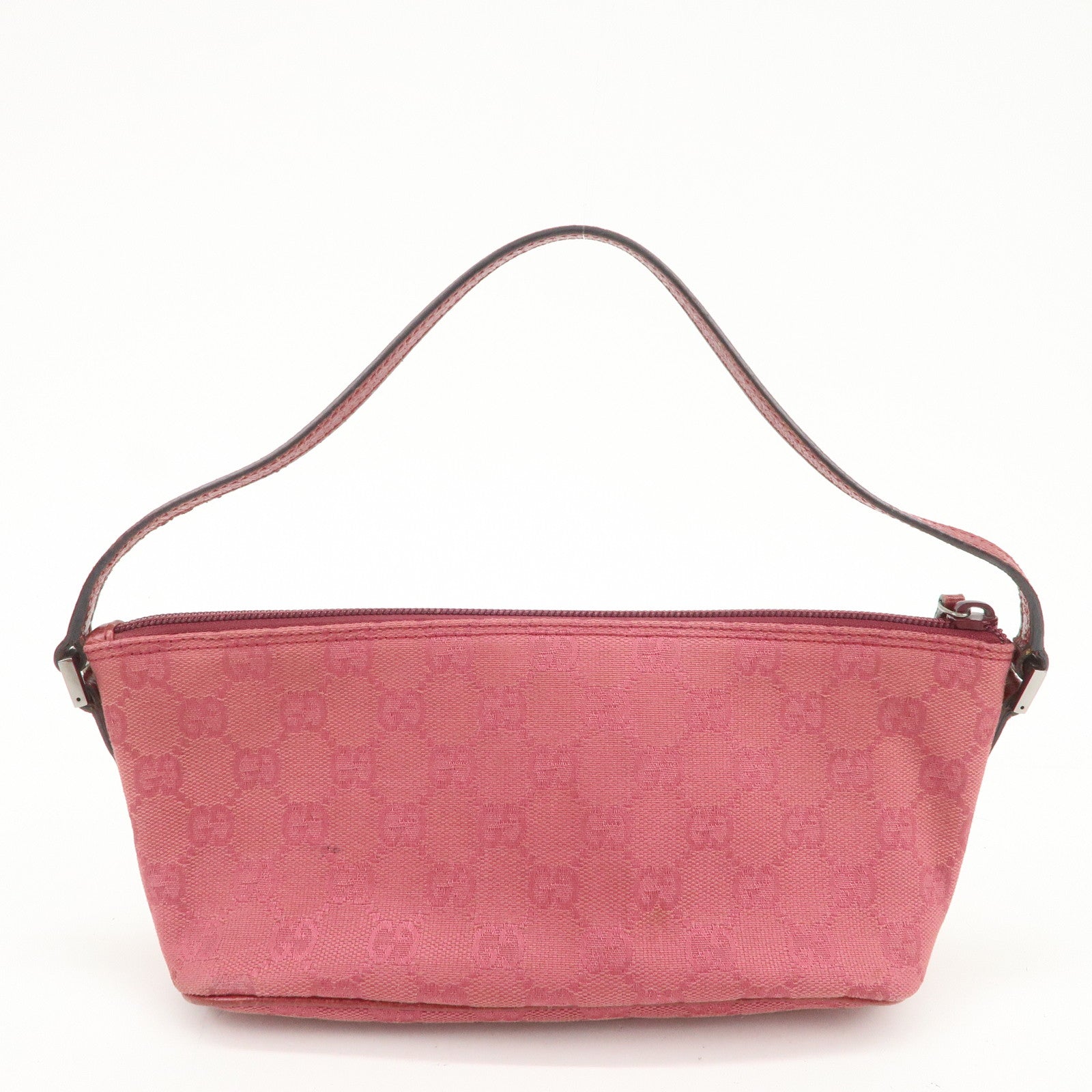 GUCCI Boat Bag GG Monogram Canvas Leather Hand Bag Pink 07198