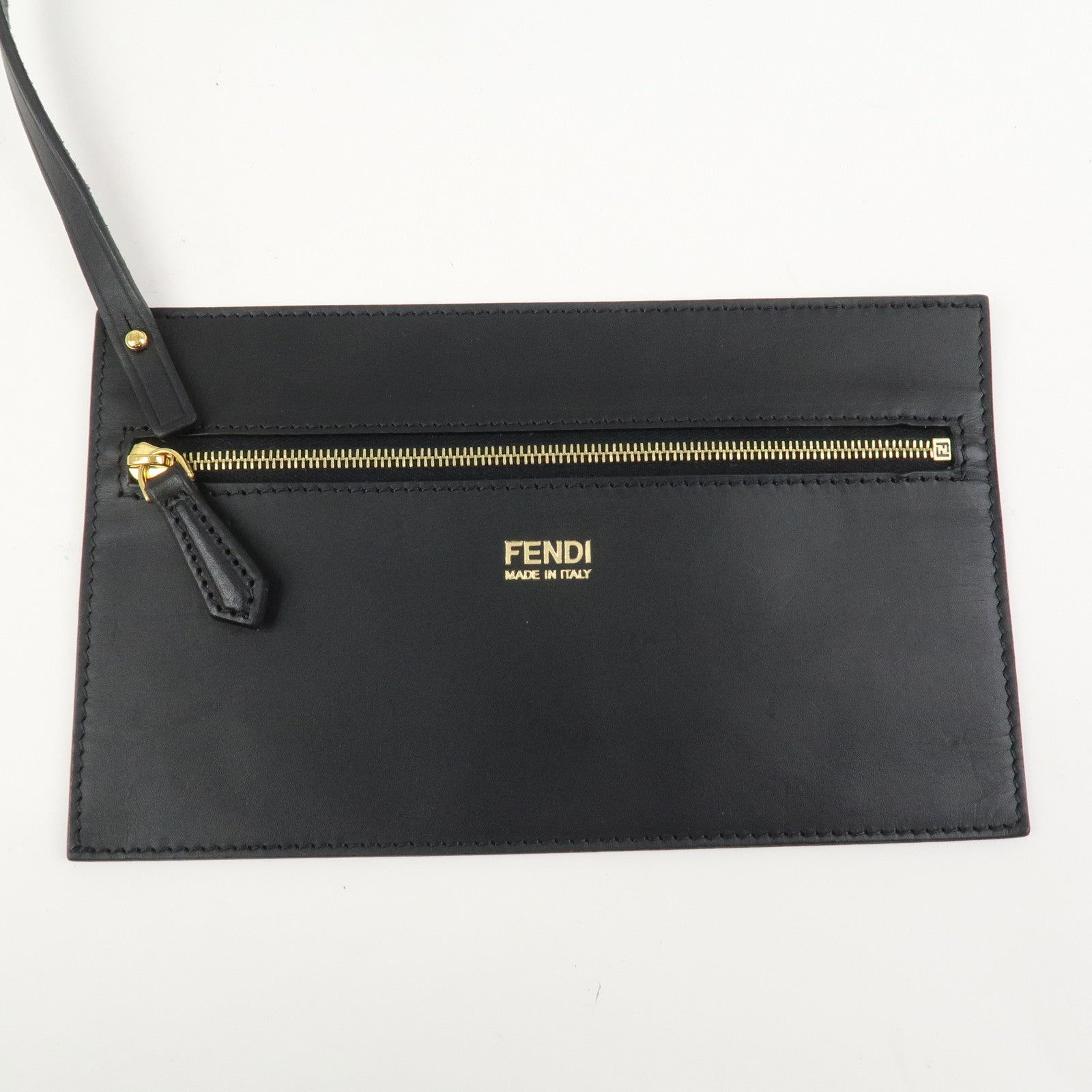 FENDI Pequin Canvas Leather Tote Bag Hand Bag Black Brown 8BH252