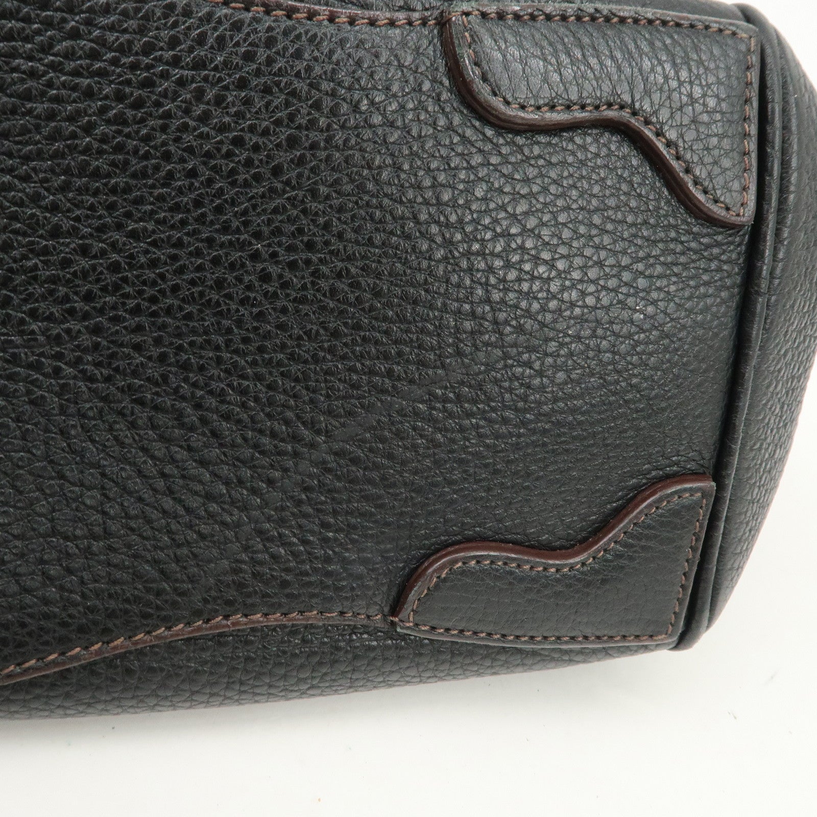 PRADA Logo Leather Hand Bag Mini Boston Bag Black BL0471 Used