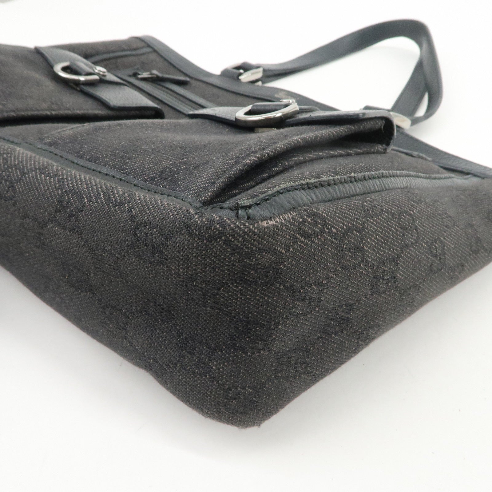 GUCCI Abbey GG Canvas Leather Tote Bag Shoulder Bag Black 268639