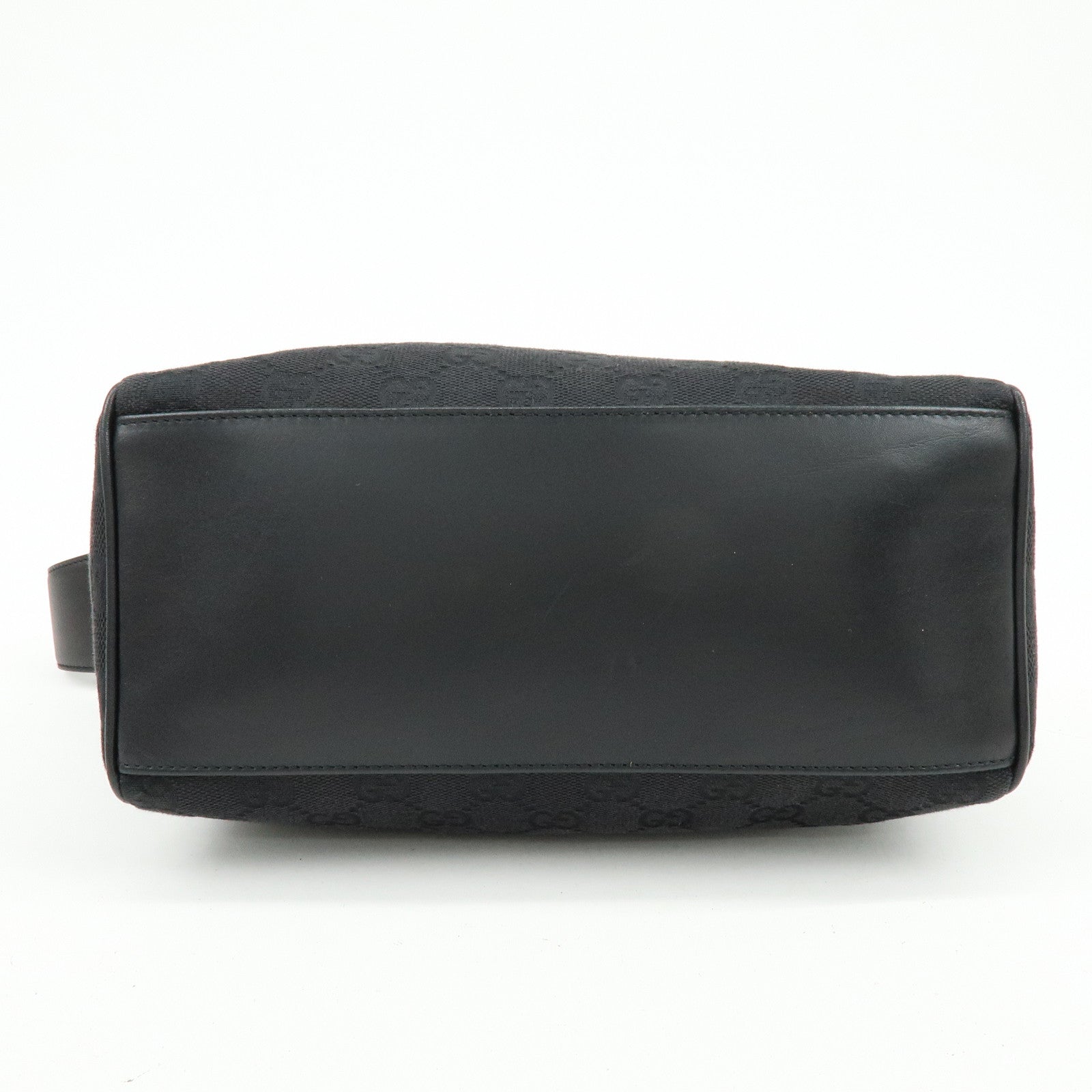 GUCCI GG Canvas Leather Shoulder Bag Hand Bag Black 92699