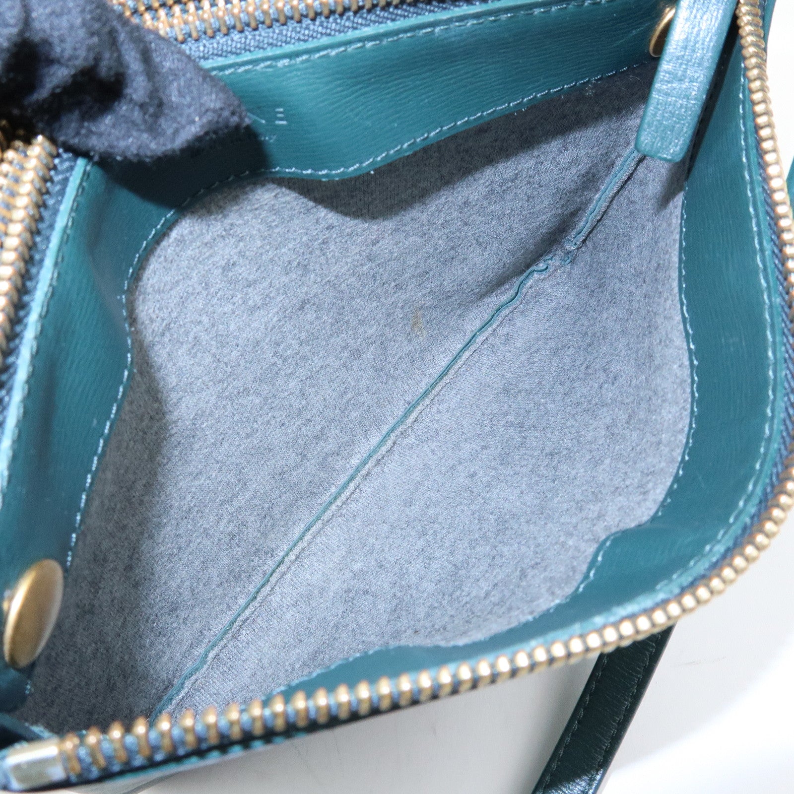 CELINE Trio Leather Shoulder Bag Three Detachable Pouch Dark Green