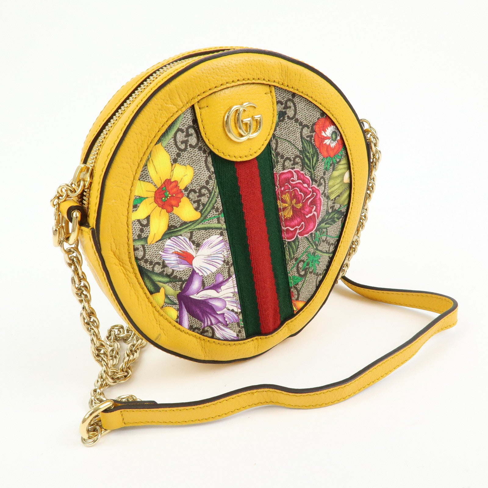 GUCCI Ophidia Sherry Double G Round Mini Chain Shoulder Bag 550618
