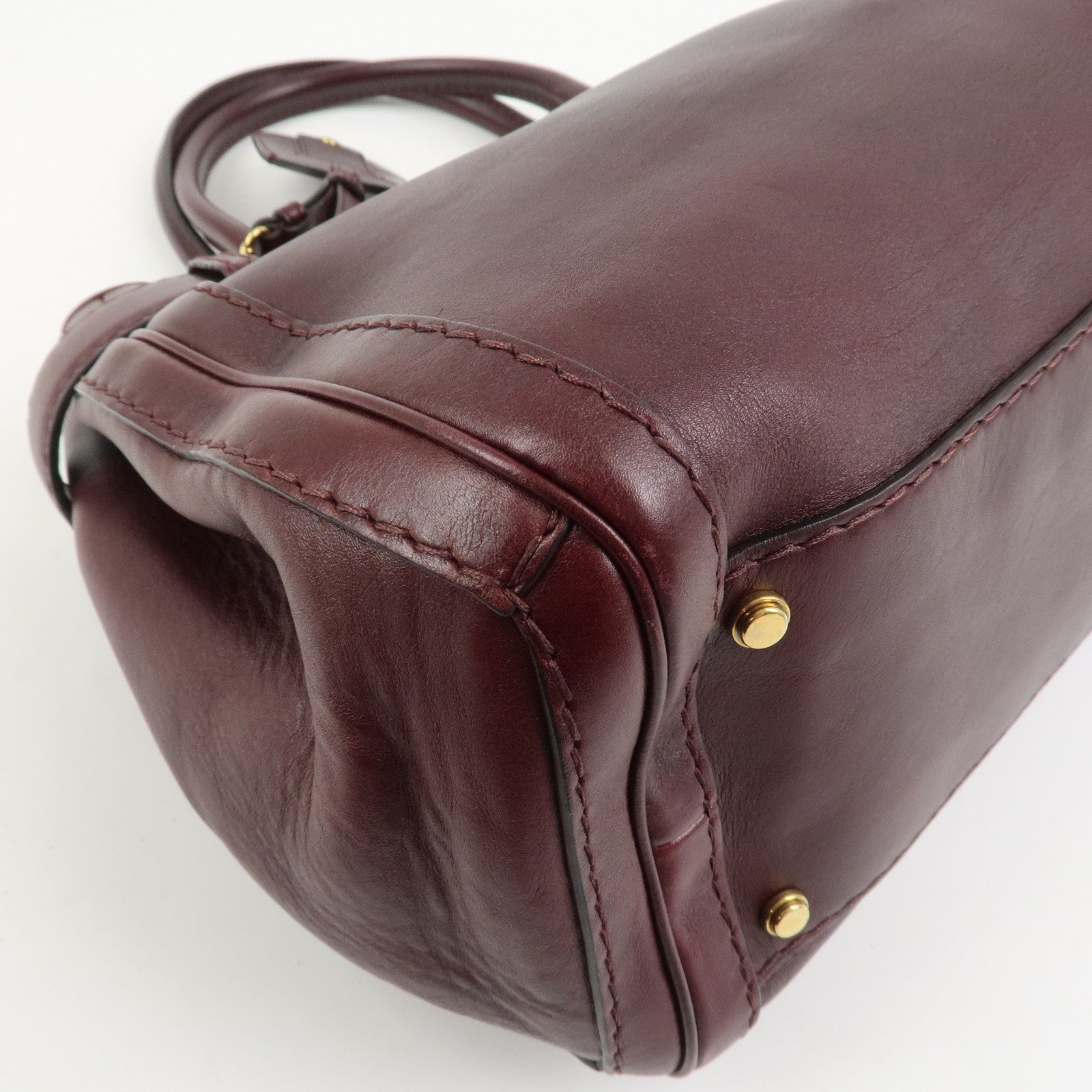 GUCCI GG Running Leather Tote Bag Hand Bag Wine Red 247183