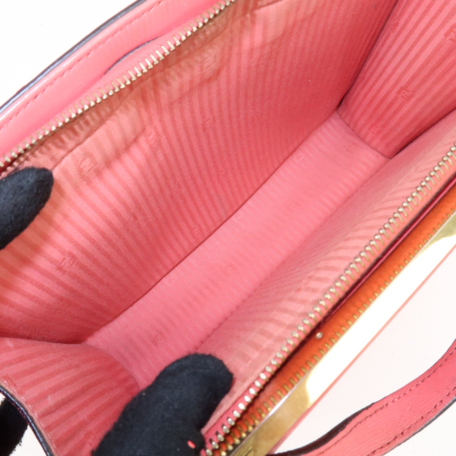 FENDI Demi Jour Leather 2Way Bag Hand Bag Shoulder Bag Coral 8BT222