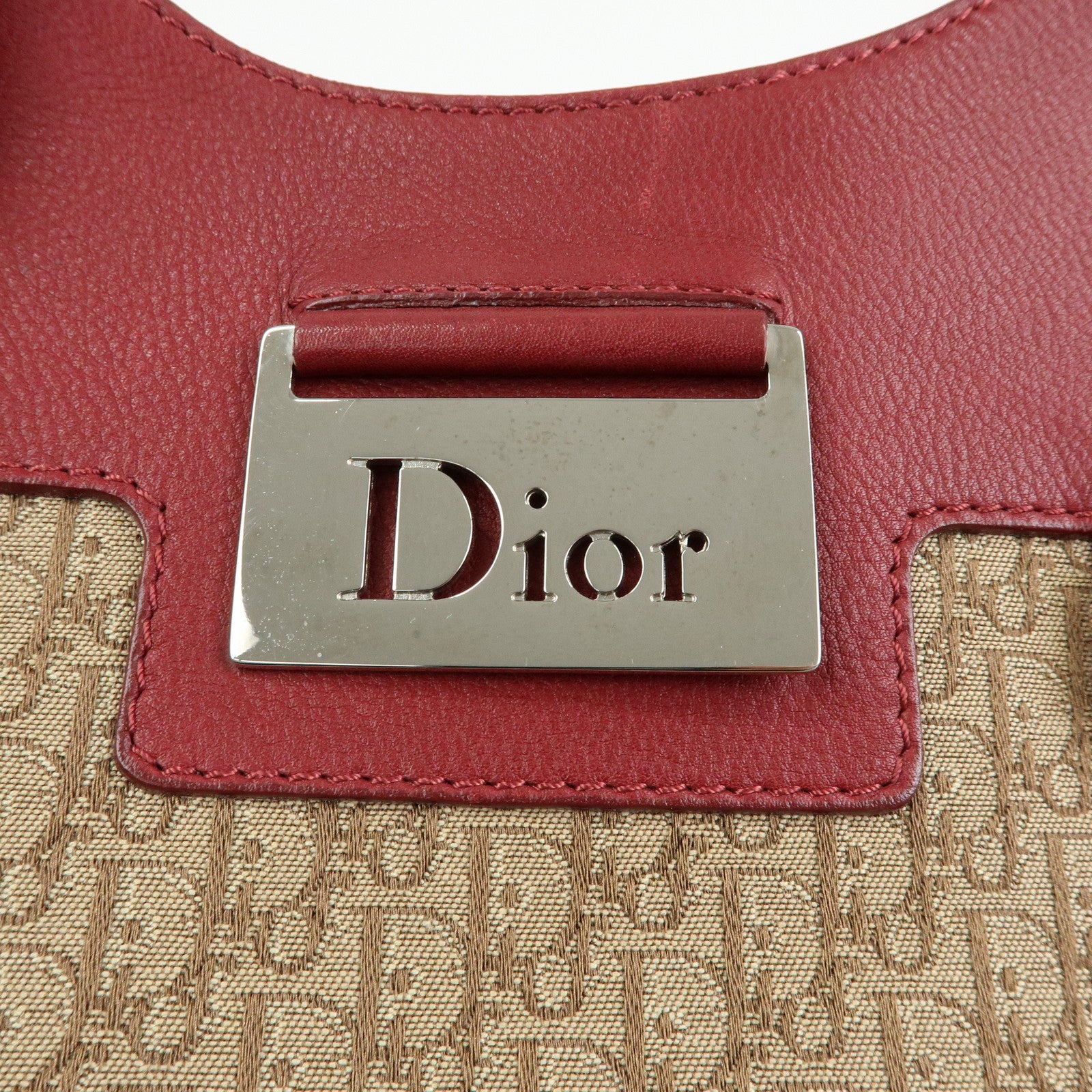 Christian Dior Street Chic Trotter Jaquard Canvas Leather Hand Bag