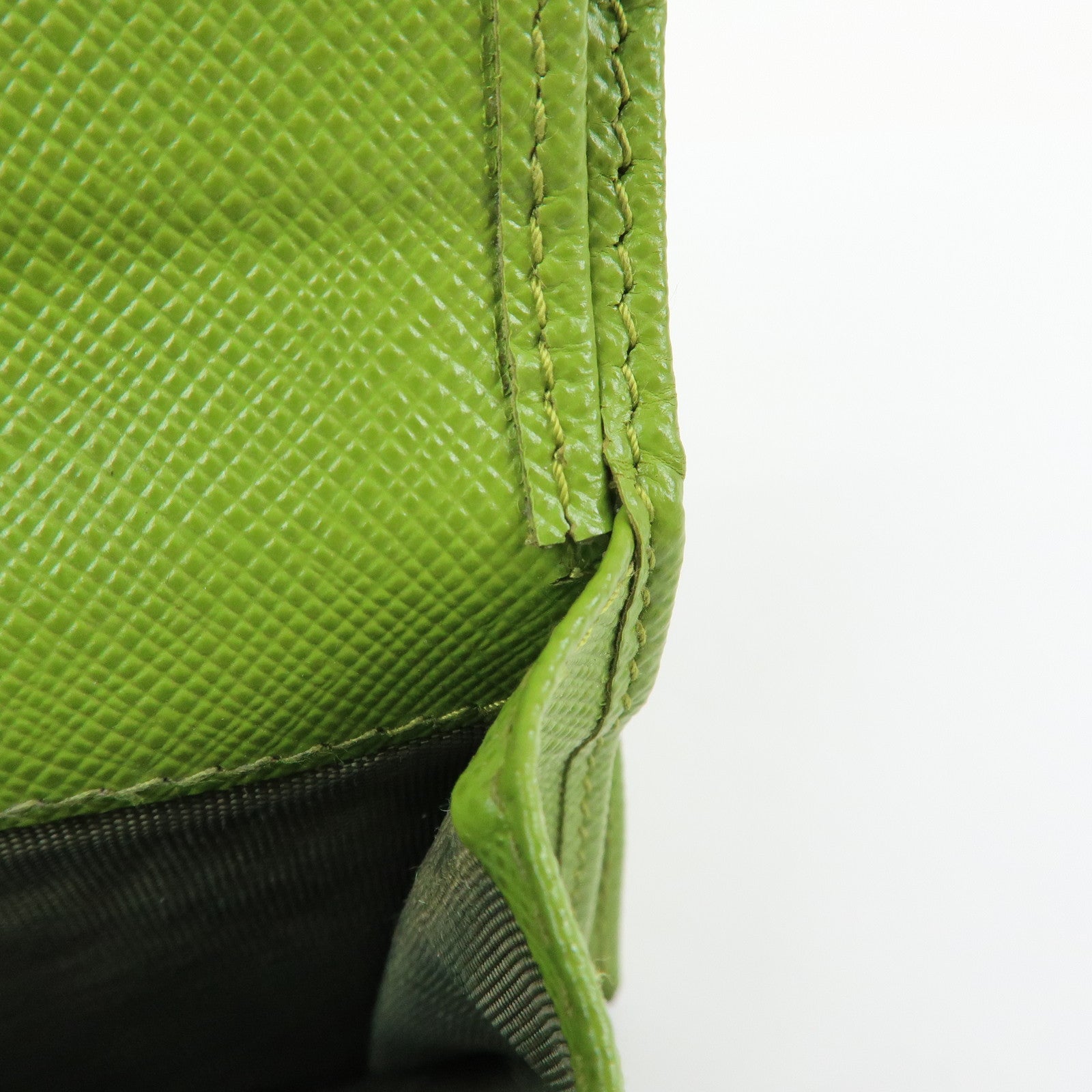PRADA Triangle Logo Saffiano Leather Compact Wallet Light Green
