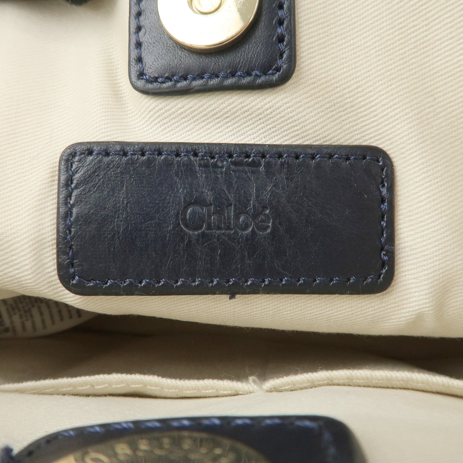 Chloe Fur Leather 2Way Bag Shoulder Bag Hand Bag Ivory Navy