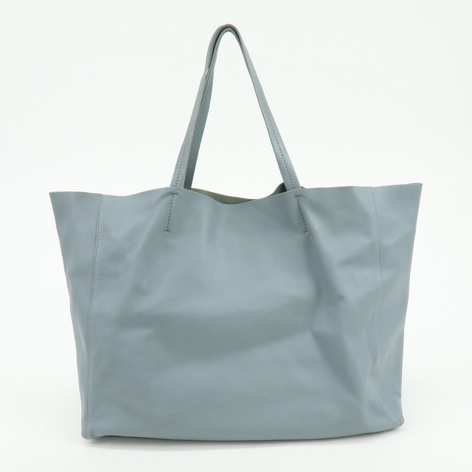 CELINE Horizontal Cabas Leather Tote Bag Shoulder Bag Light Blue