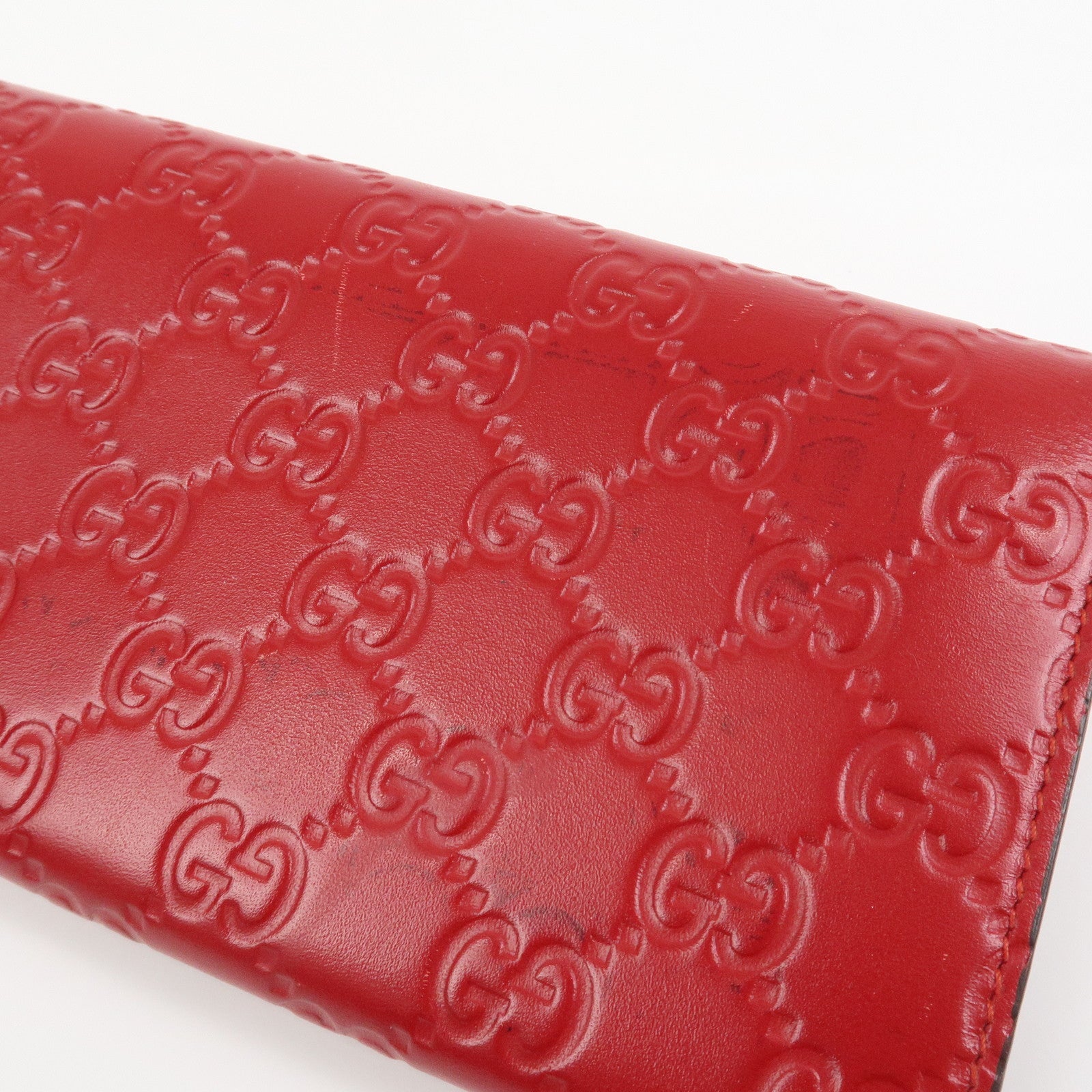GUCCI Guccissima Interlocking G Flap Long Wallet Red 388679