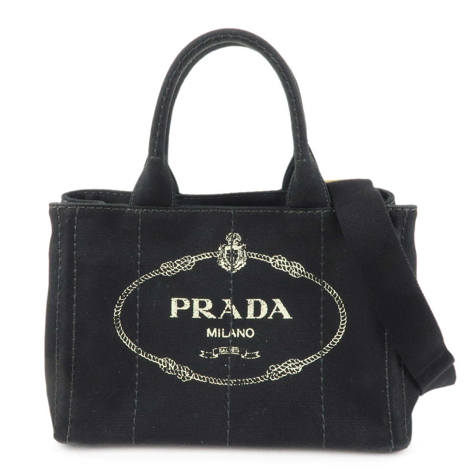 PRADA Triangle Logo Canapa Mini Canvas 2Way Bag Hand Bag 1BG439