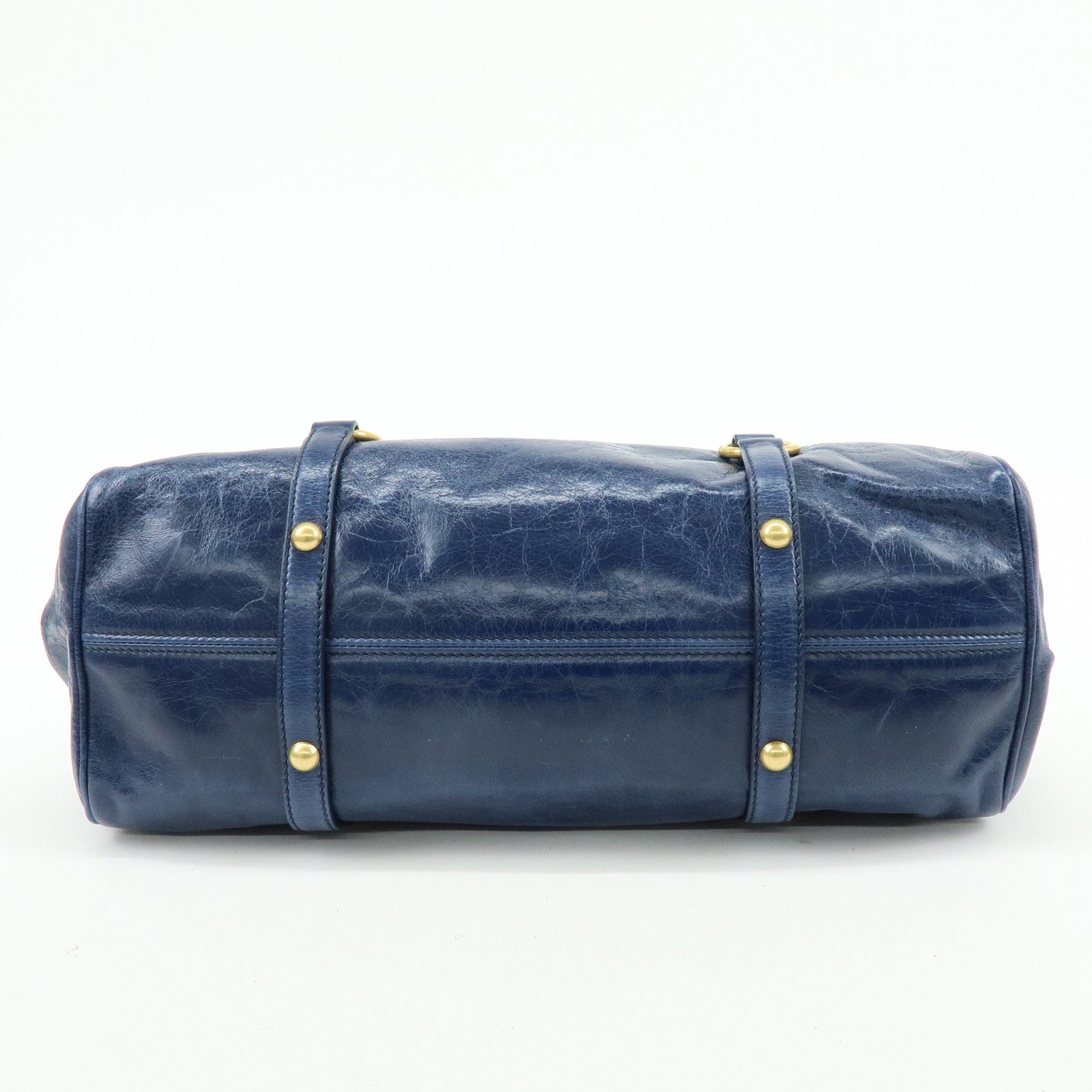 MIU MIU Side Ribbon Large Leather 2Way Bag Shoulder Bag Navy RT0365