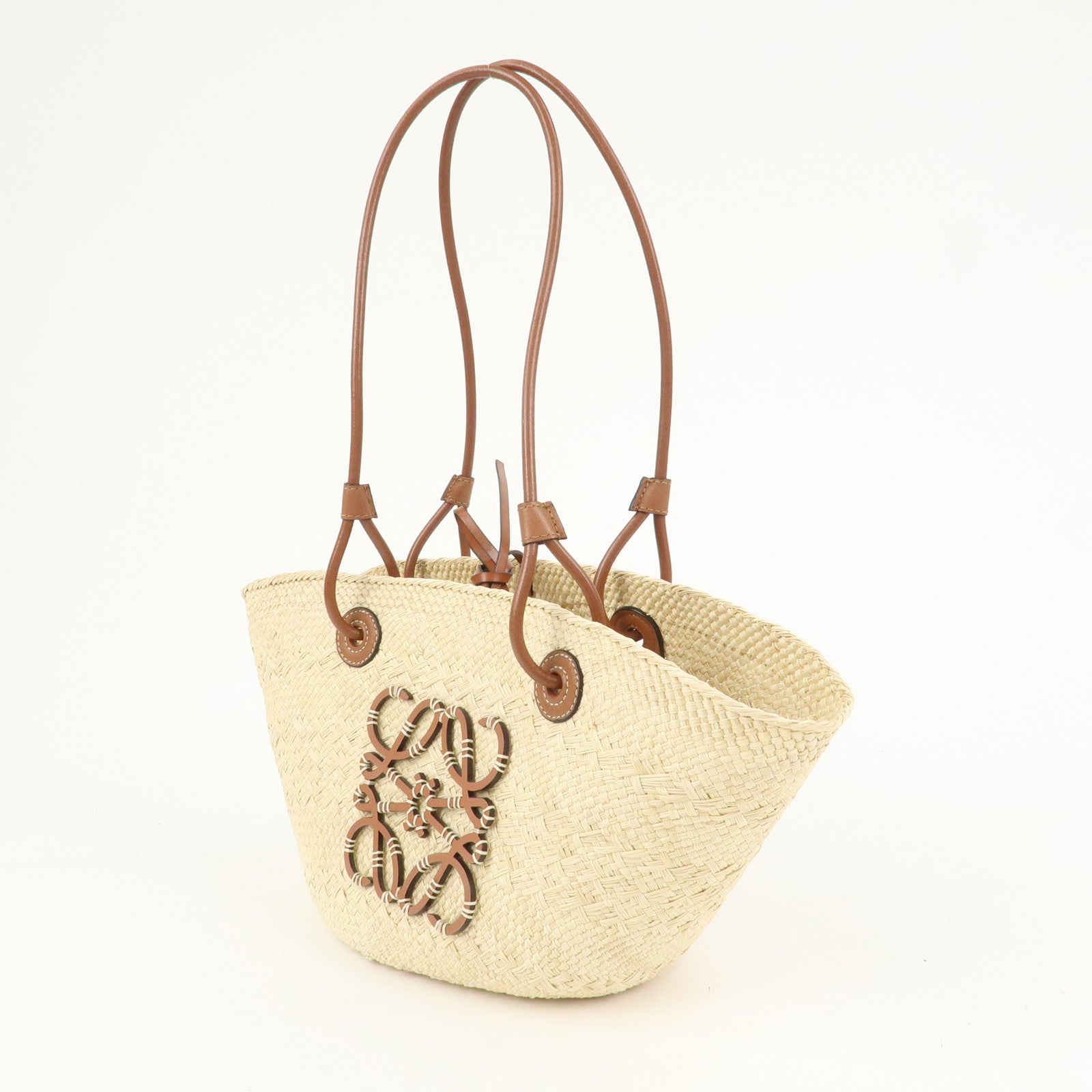 LOEWE Anagram Raffia Basket Bag Shoulder Bag Mini Tote Bag Natural