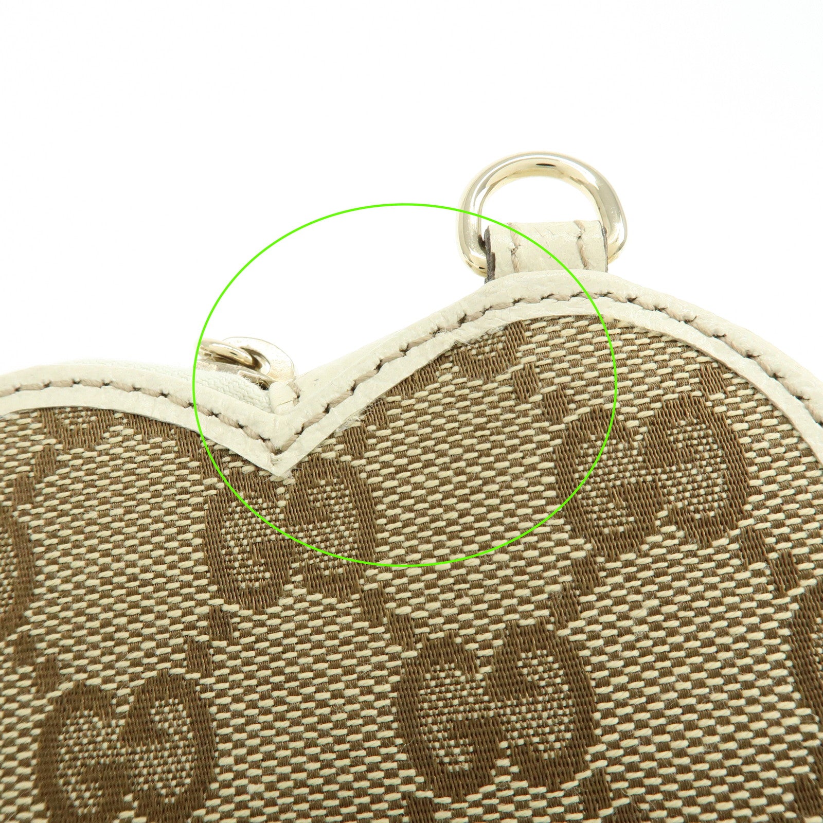 GUCCI Lovely Heart GG Canvas Leather Coin Case Brown Ivory 152615