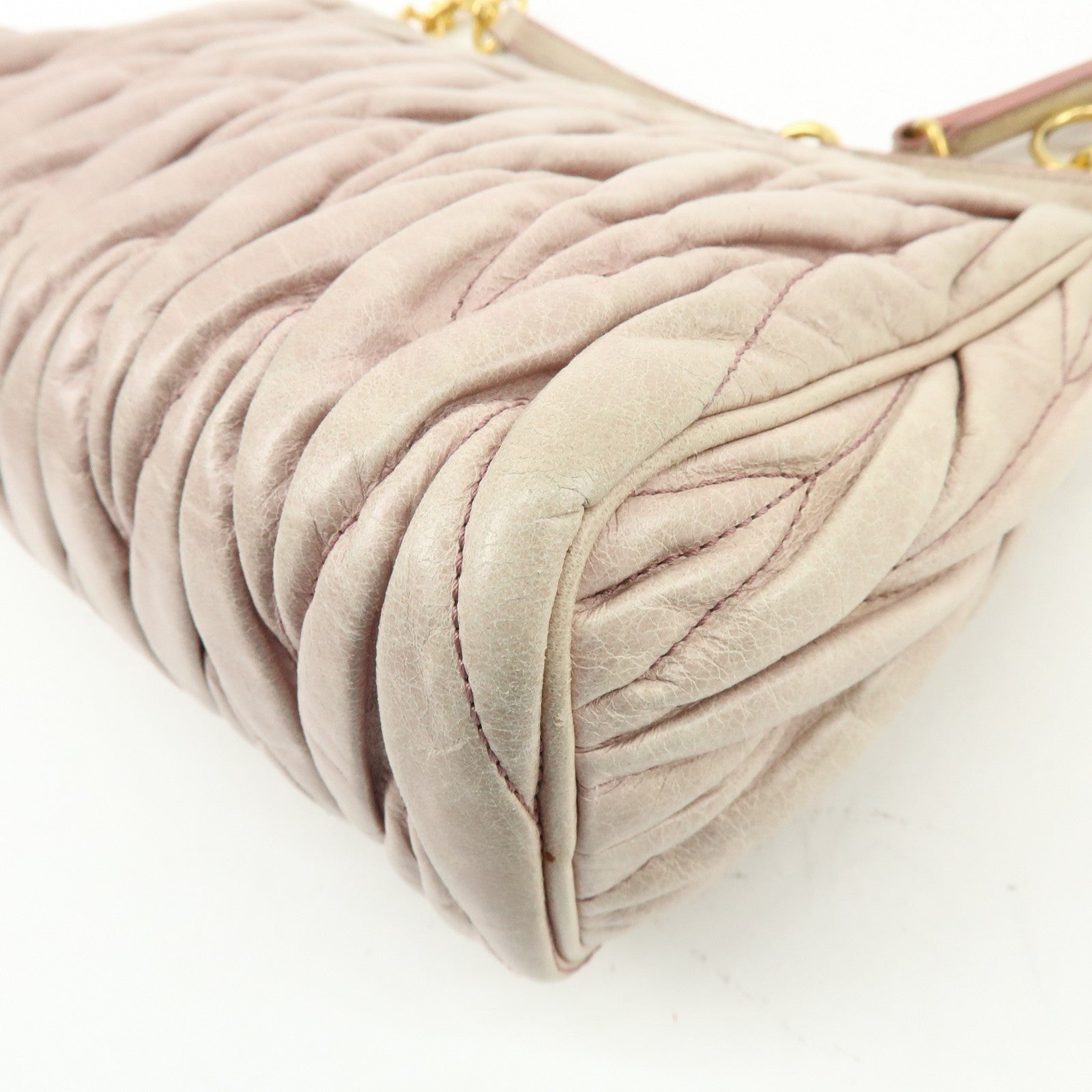 MIU MIU Matelasse Shoulder Bag Hand Bag Pink Beige 5N1521