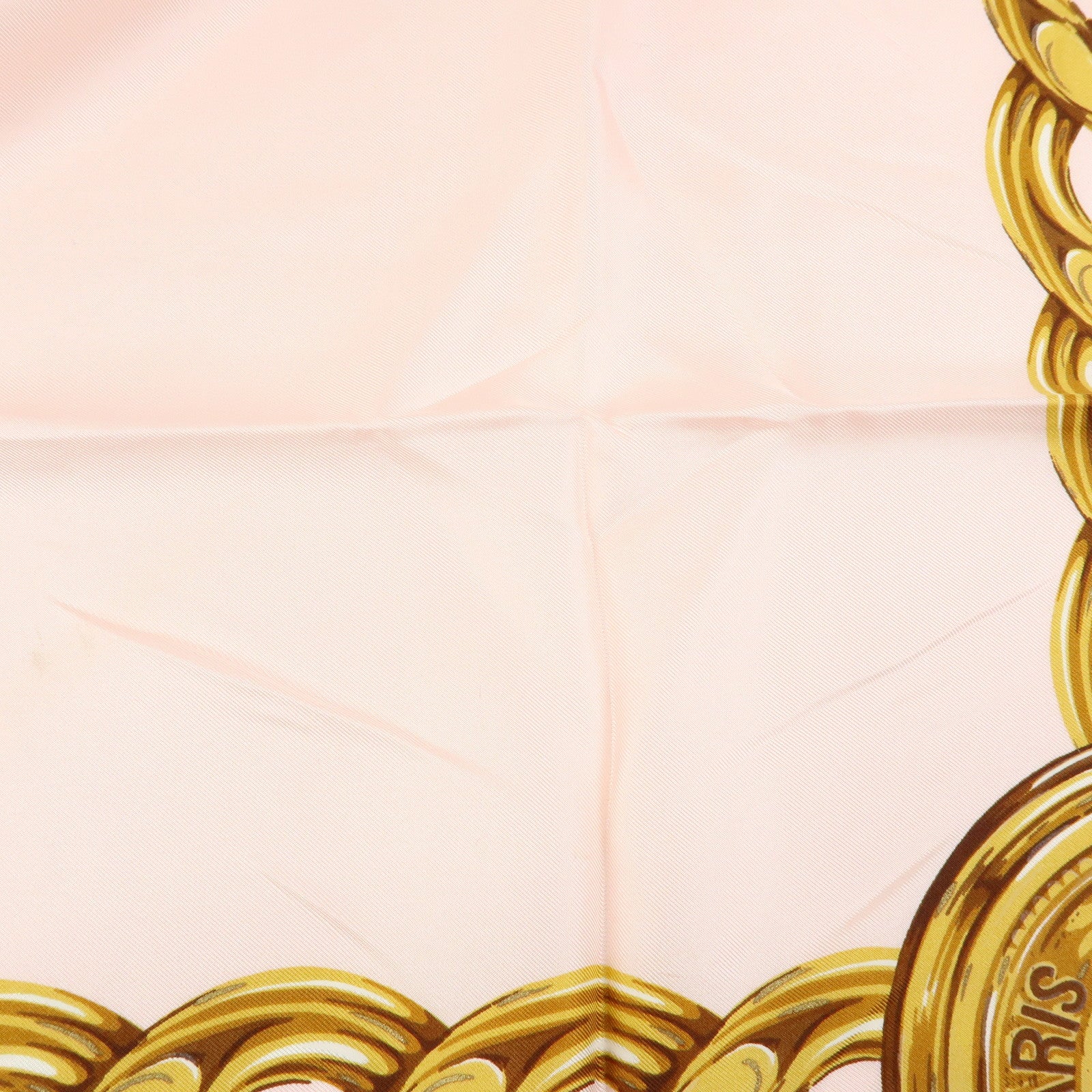 CHANEL COCO Mark Silk 100% Scarf Chain Pearl Motif Pink