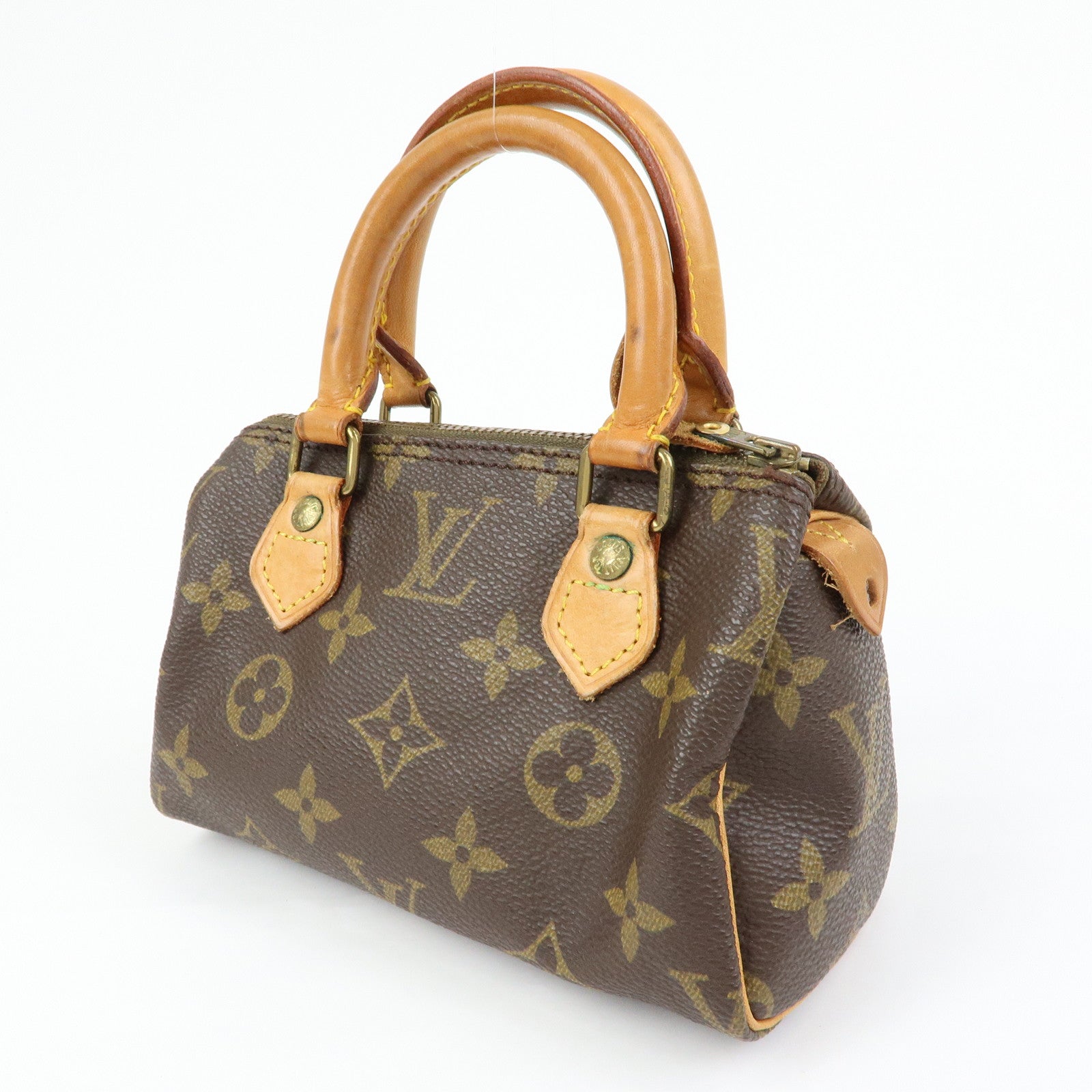 Louis Vuitton Monogram Mini Speedy Hand Bag & Strap Brown M41534