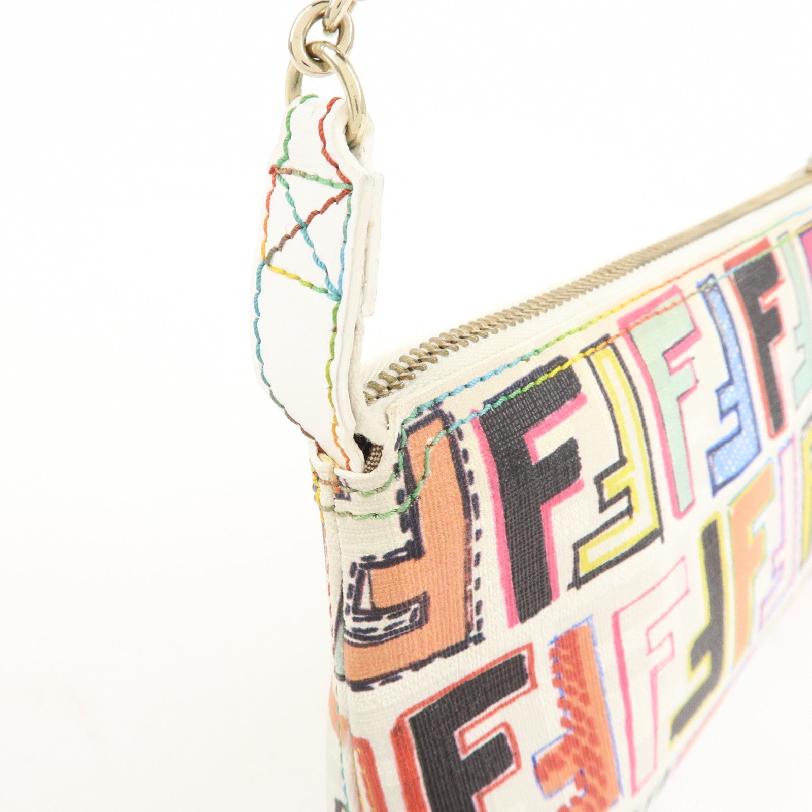 FENDI Zucca Print PVC Chain Accessory Pouch Multicolor 8BR592
