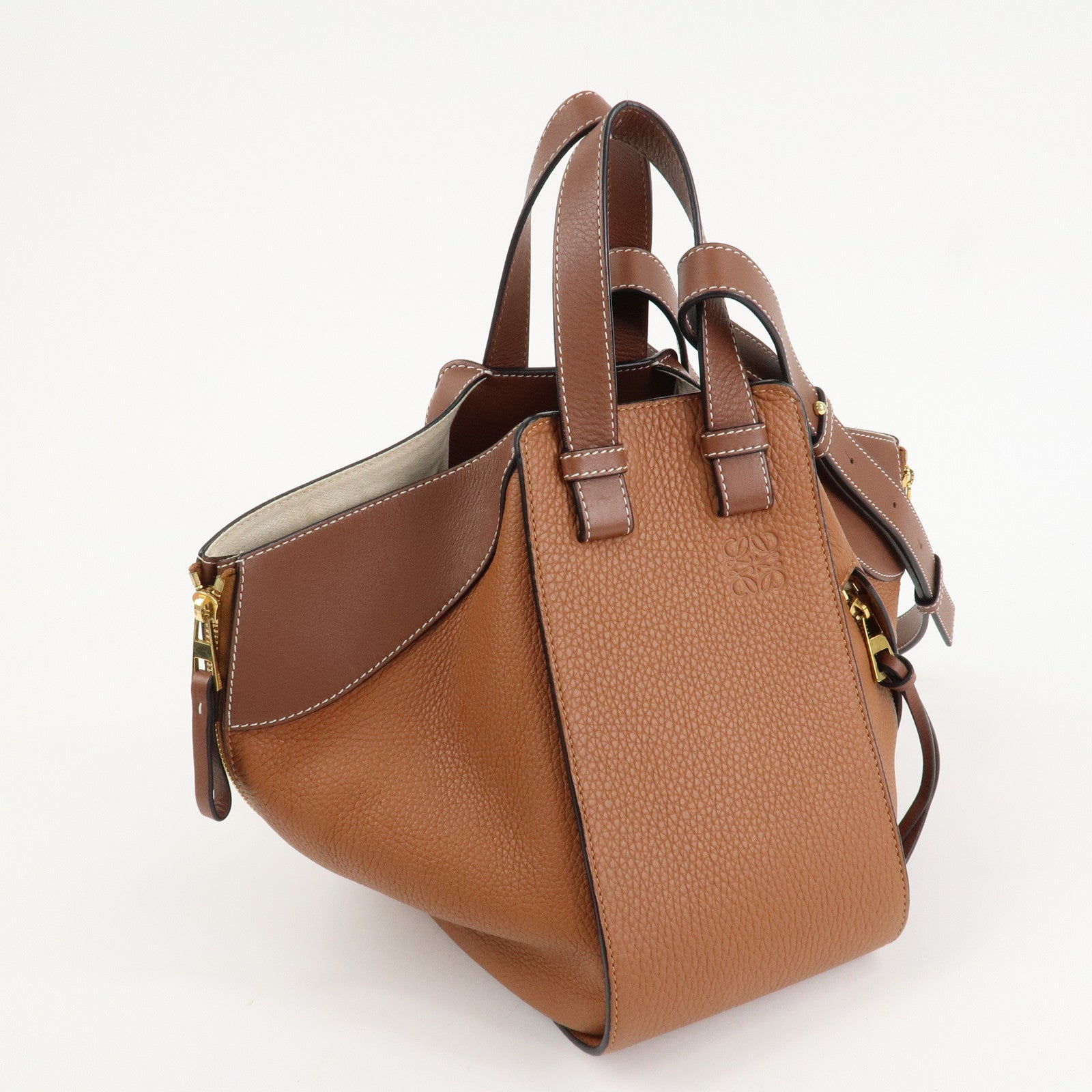 LOEWE Anagram Leather Hammock Small Shoulder Bag Brown Used