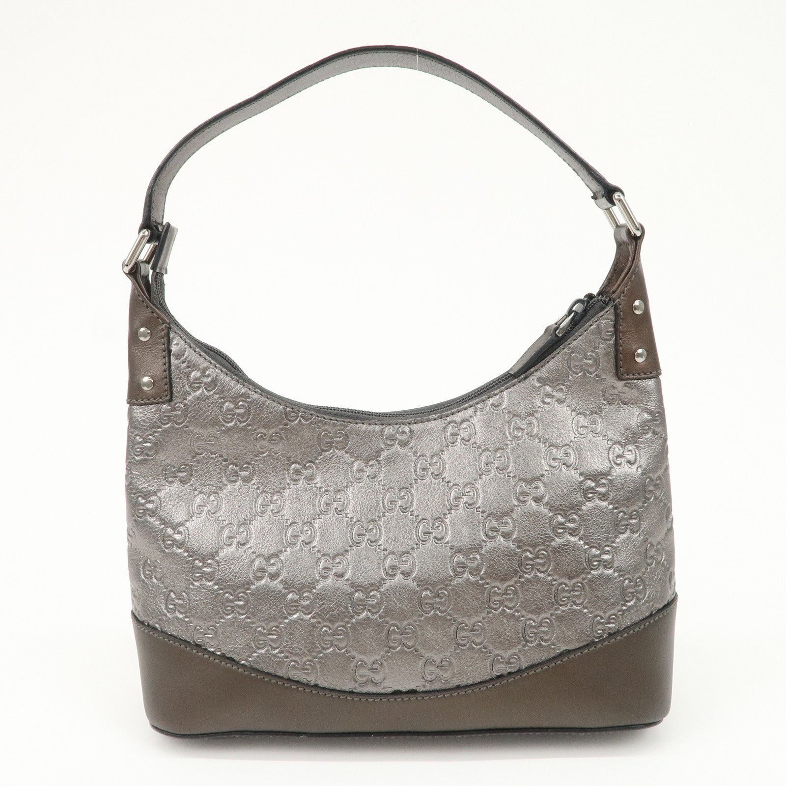 GUCCI Guccissima Leather Shoulder Bag Hand Bag Silver 240020