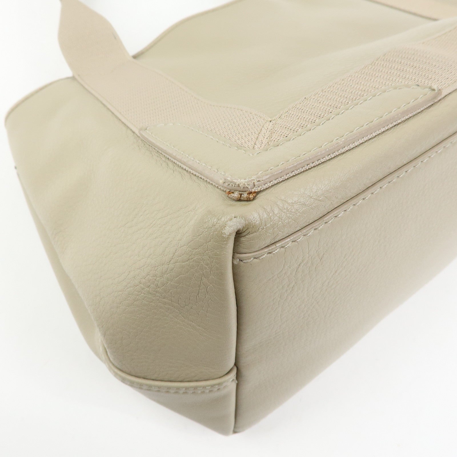 BALENCIAGA Navy Cabas Leather Small Tote Bag Beige 339933