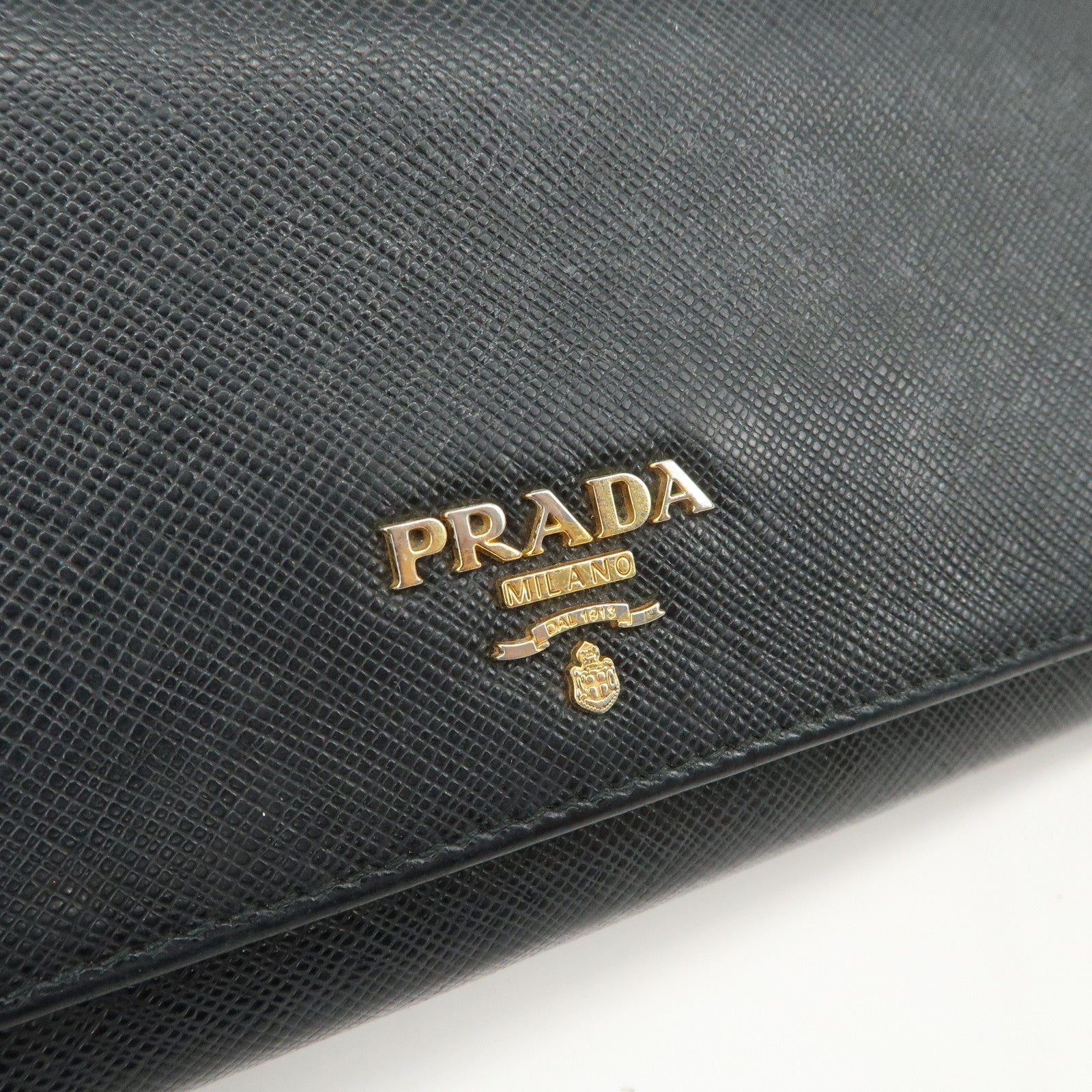 PRADA Saffiano Leather Flap Bi-Fold Long Wallet Black 1MH132
