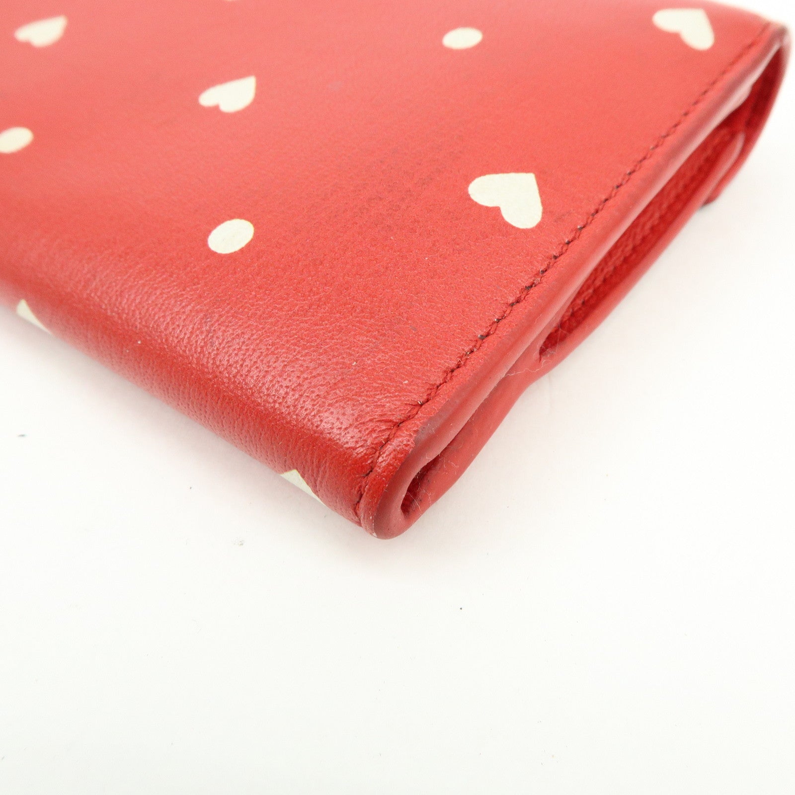 BALENCIAGA The Papier Leather Long Wallet Heart Dots Red 499207