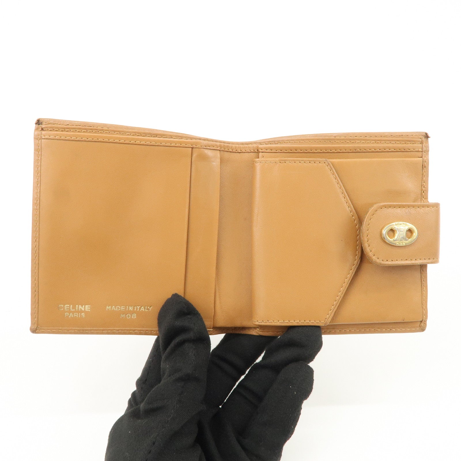 CELINE Macadam PVC Leather Bi-Fold Compact Wallet Brown