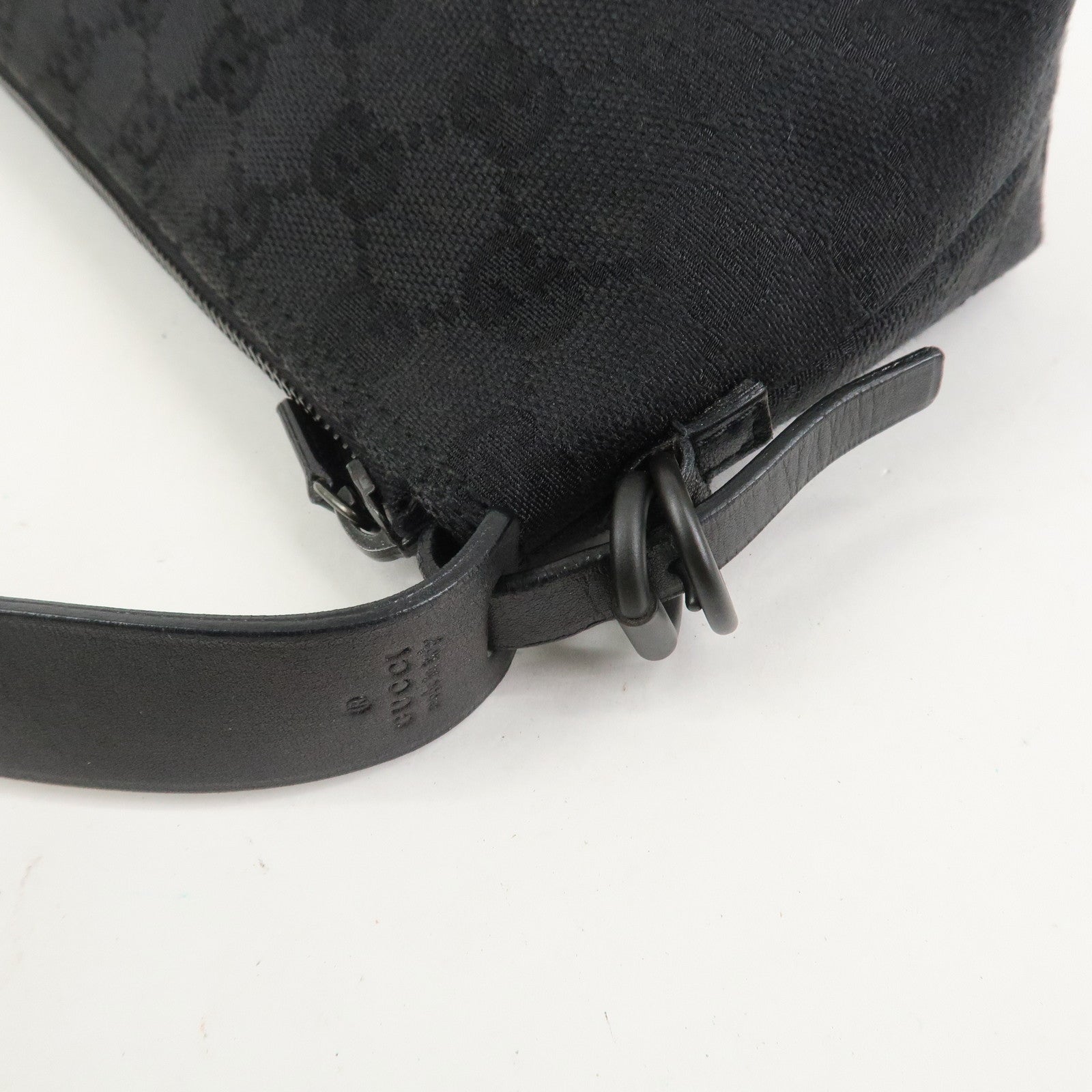 GUCCI GG Canvas Leather Shoulder Bag Hand Bag Pouch Black 103399