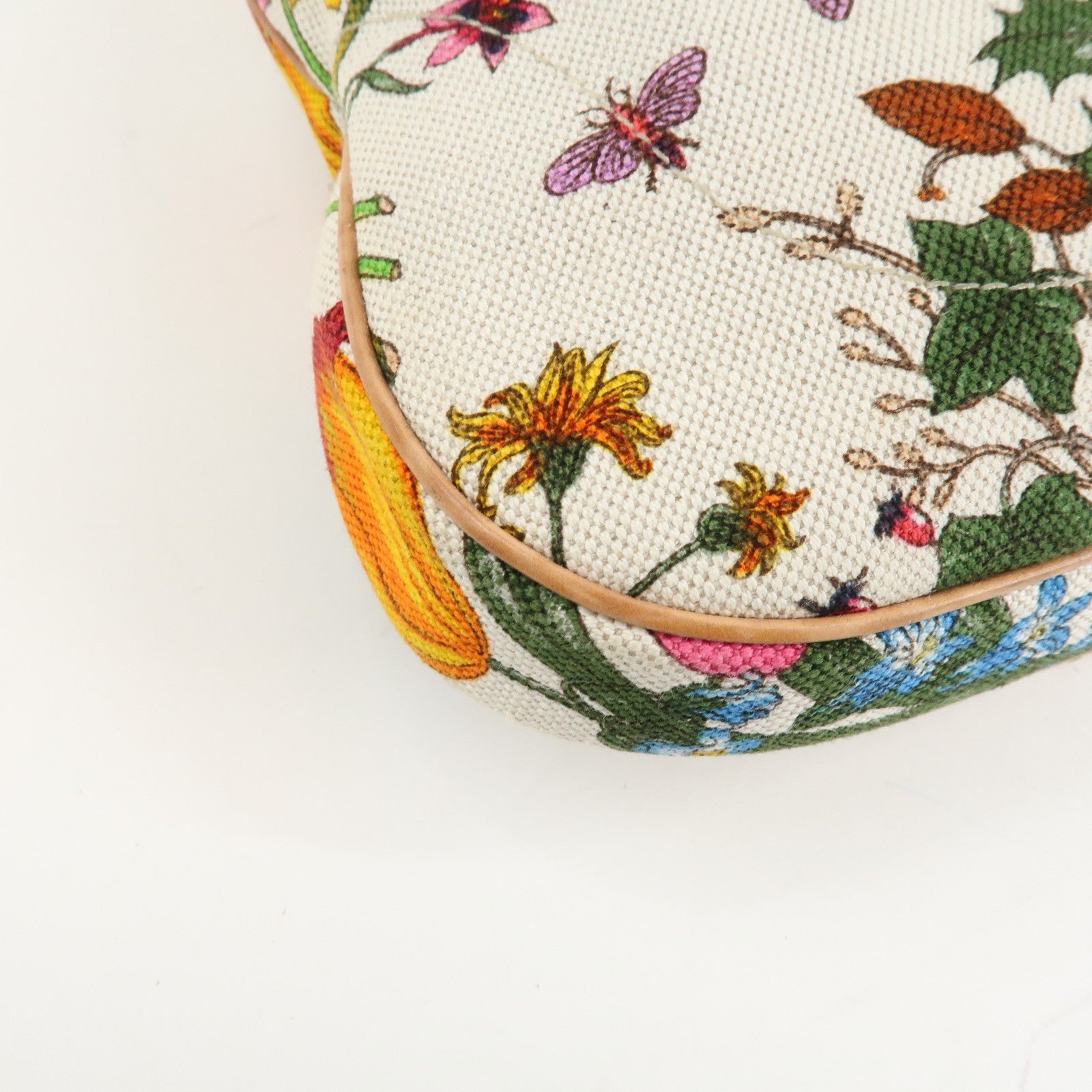 GUCCI New Jackie Flora Canvas Leather Shoulder Bag Multicolor Used